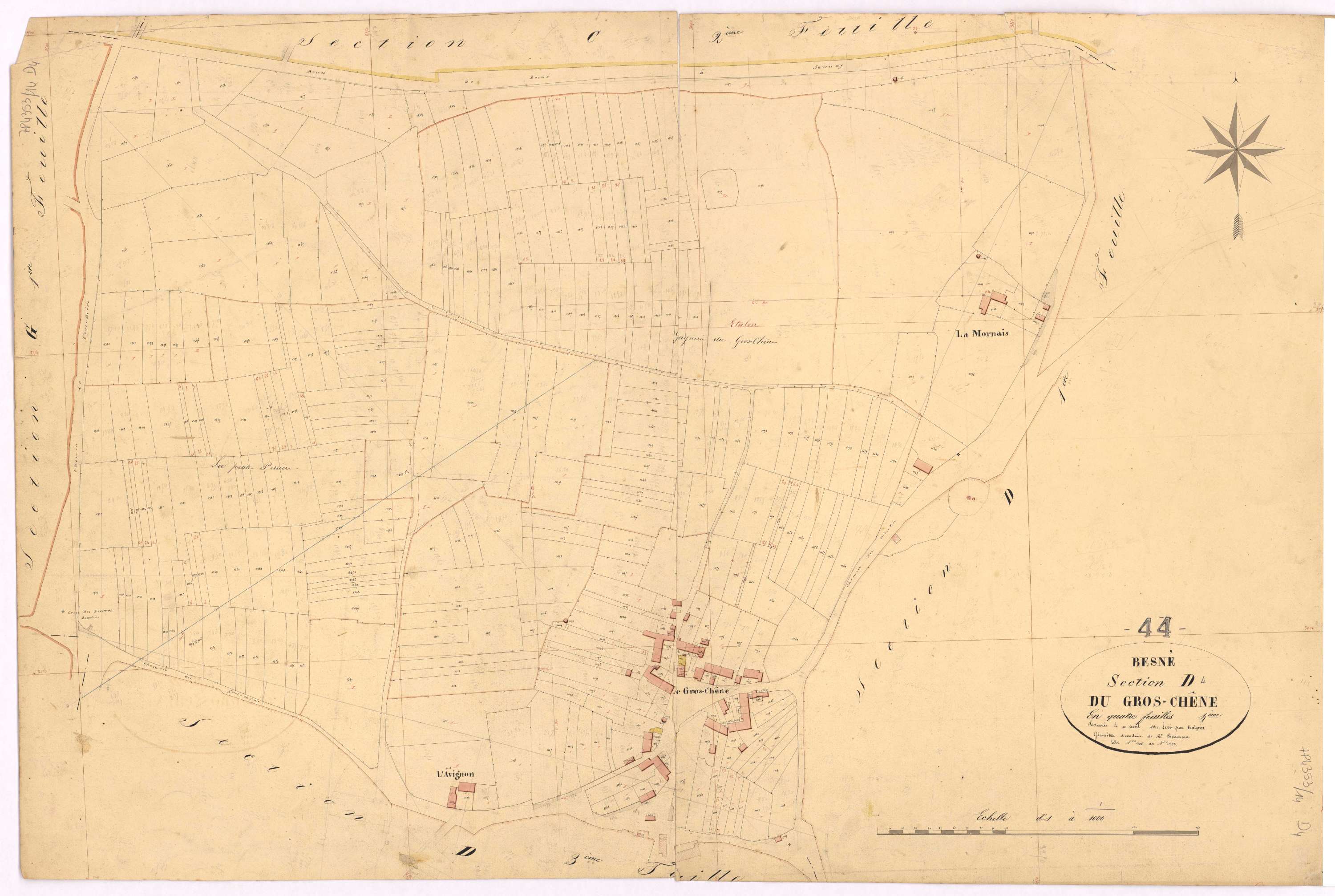 Besné - Section D4 Gros-Chêne (section du) ; 1005-1358