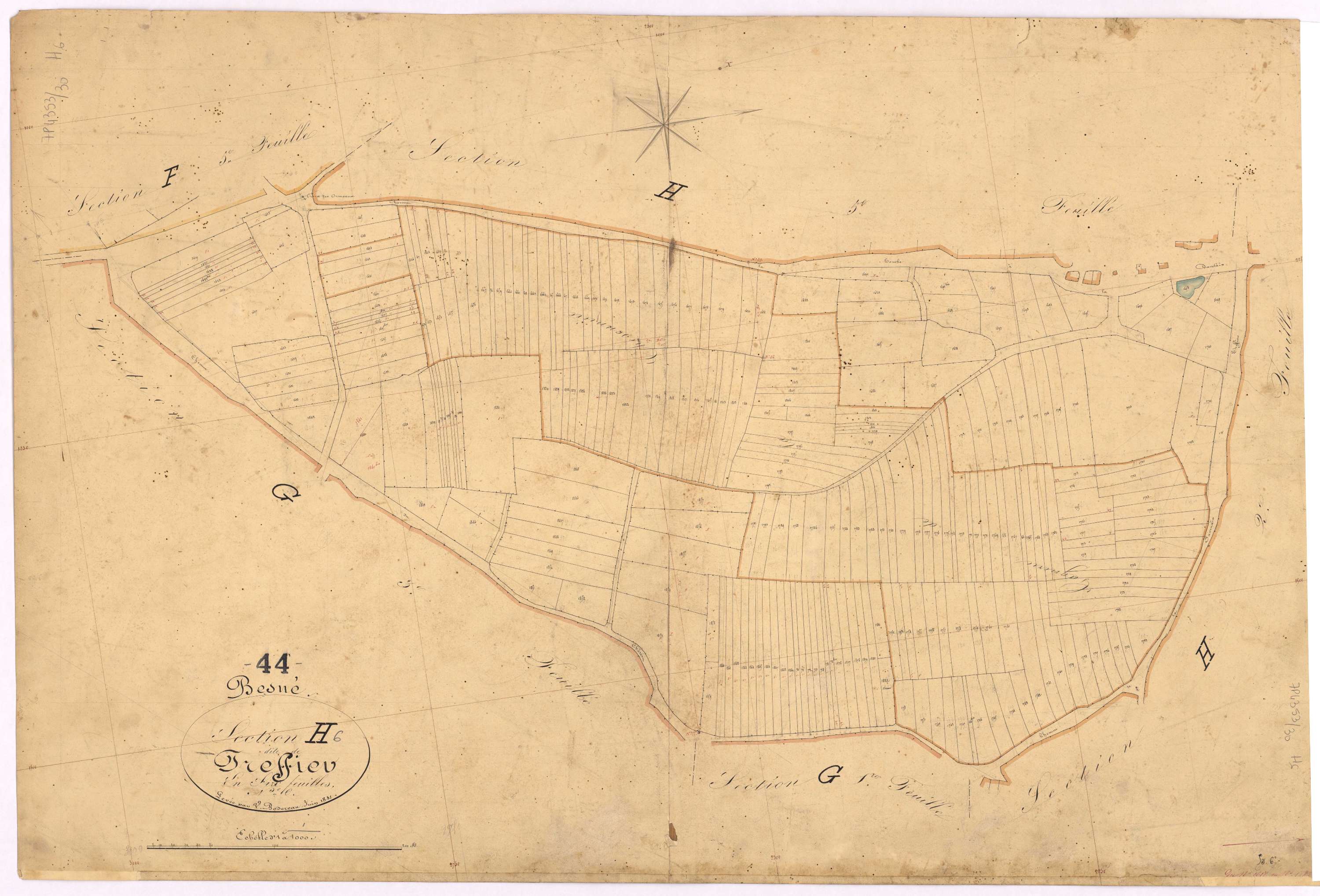 Besné - Section H6 Treffieu (section de) ; 1618-1882