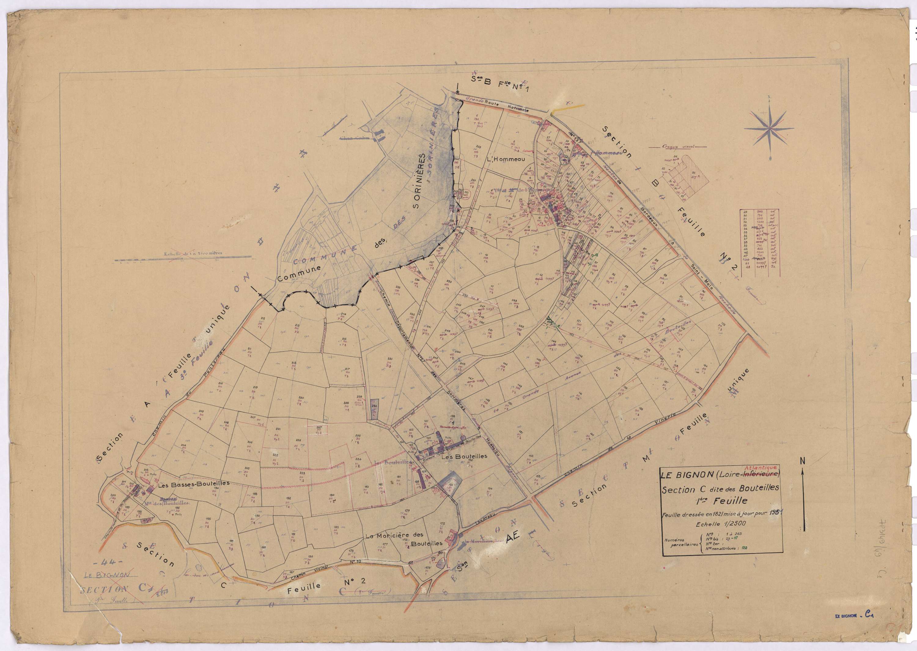 Le Bignon - Section C1 Bouteilles (section des) ; 1-265