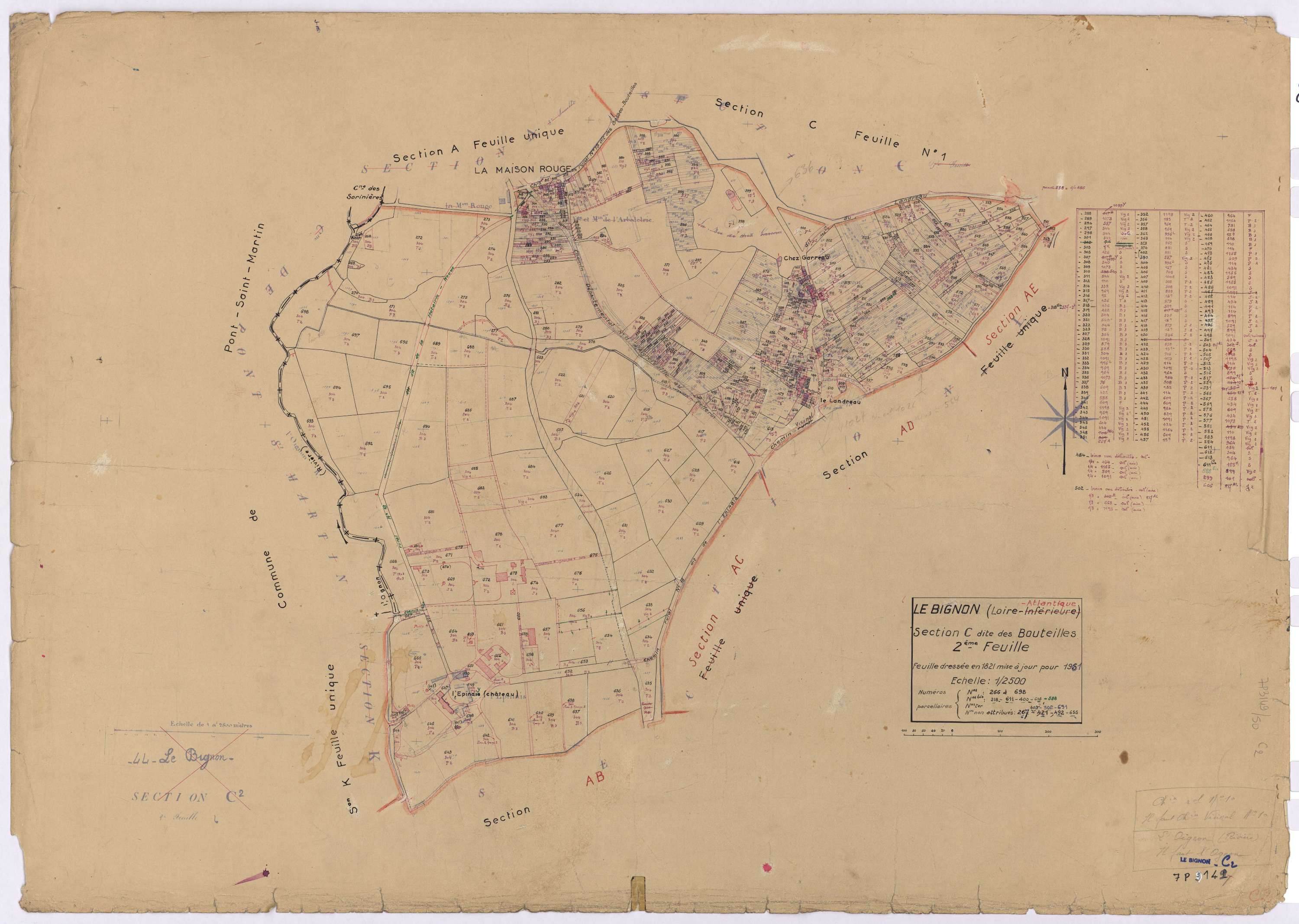 Le Bignon - Section C2 Bouteilles (section des) ; 266-698
