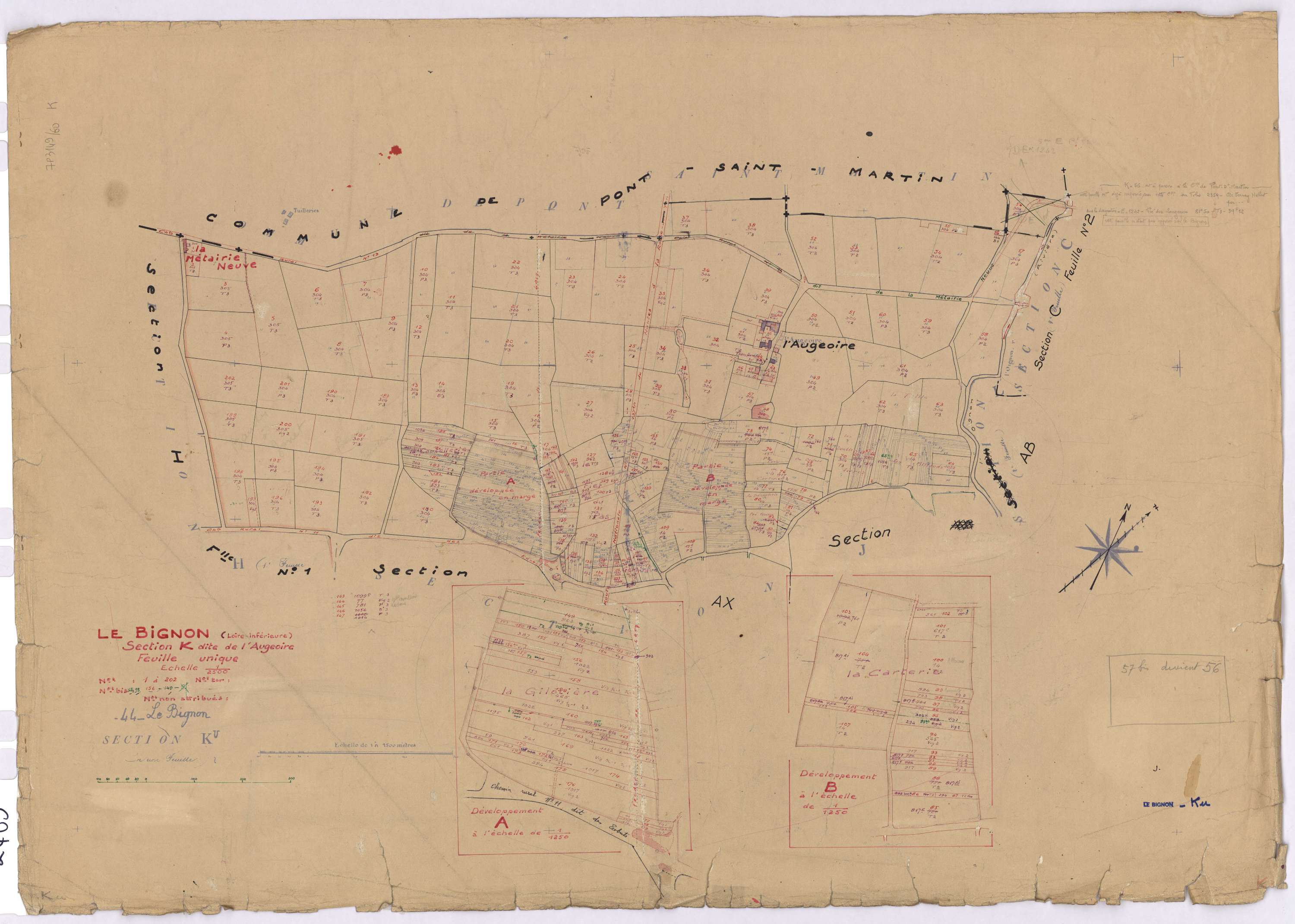 Le Bignon - Section K Augeoire (section de L') ; 1-202