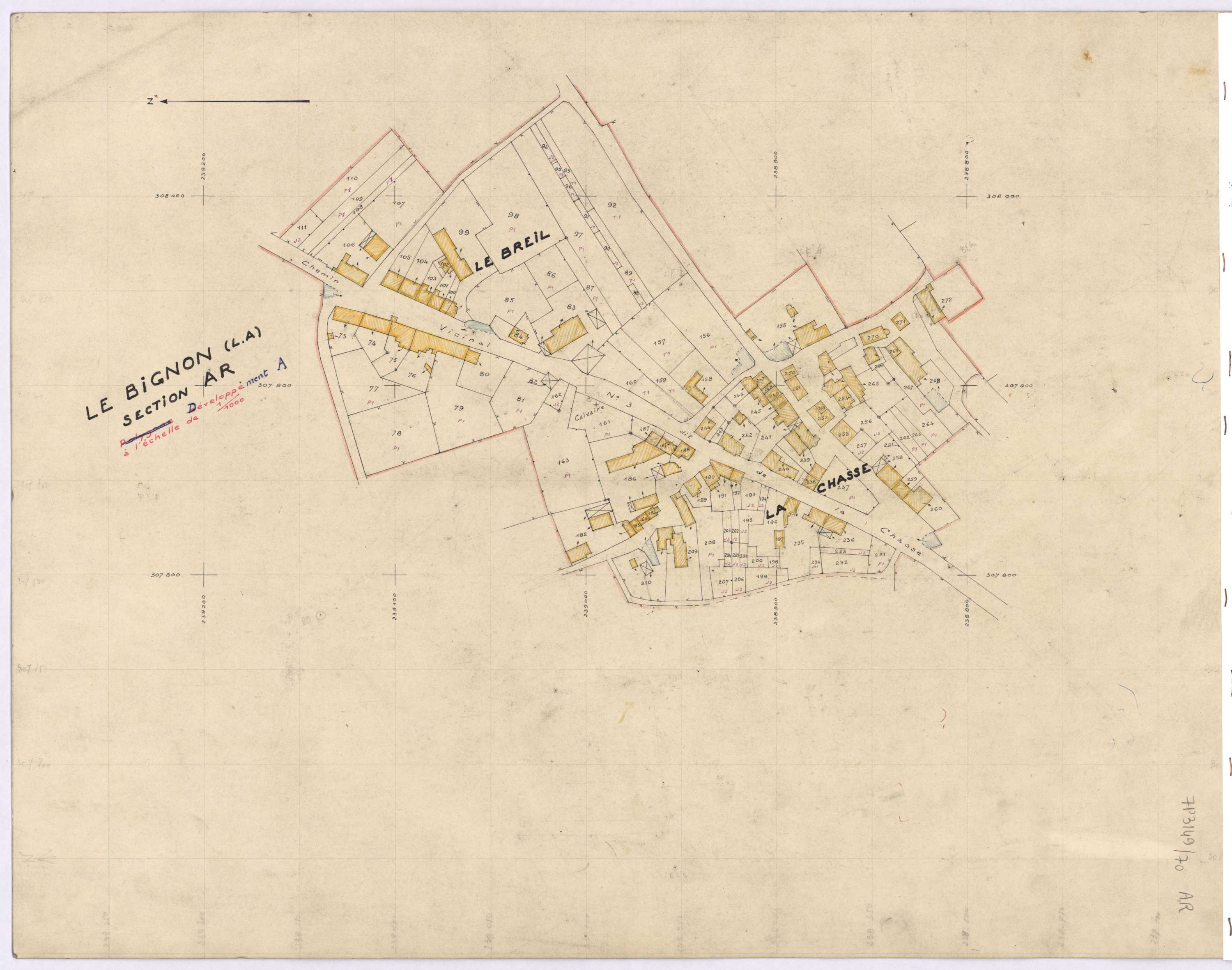 Le Bignon - Section AR (développement) 1-1055 ; développement des villages du Breil et de La Chasse