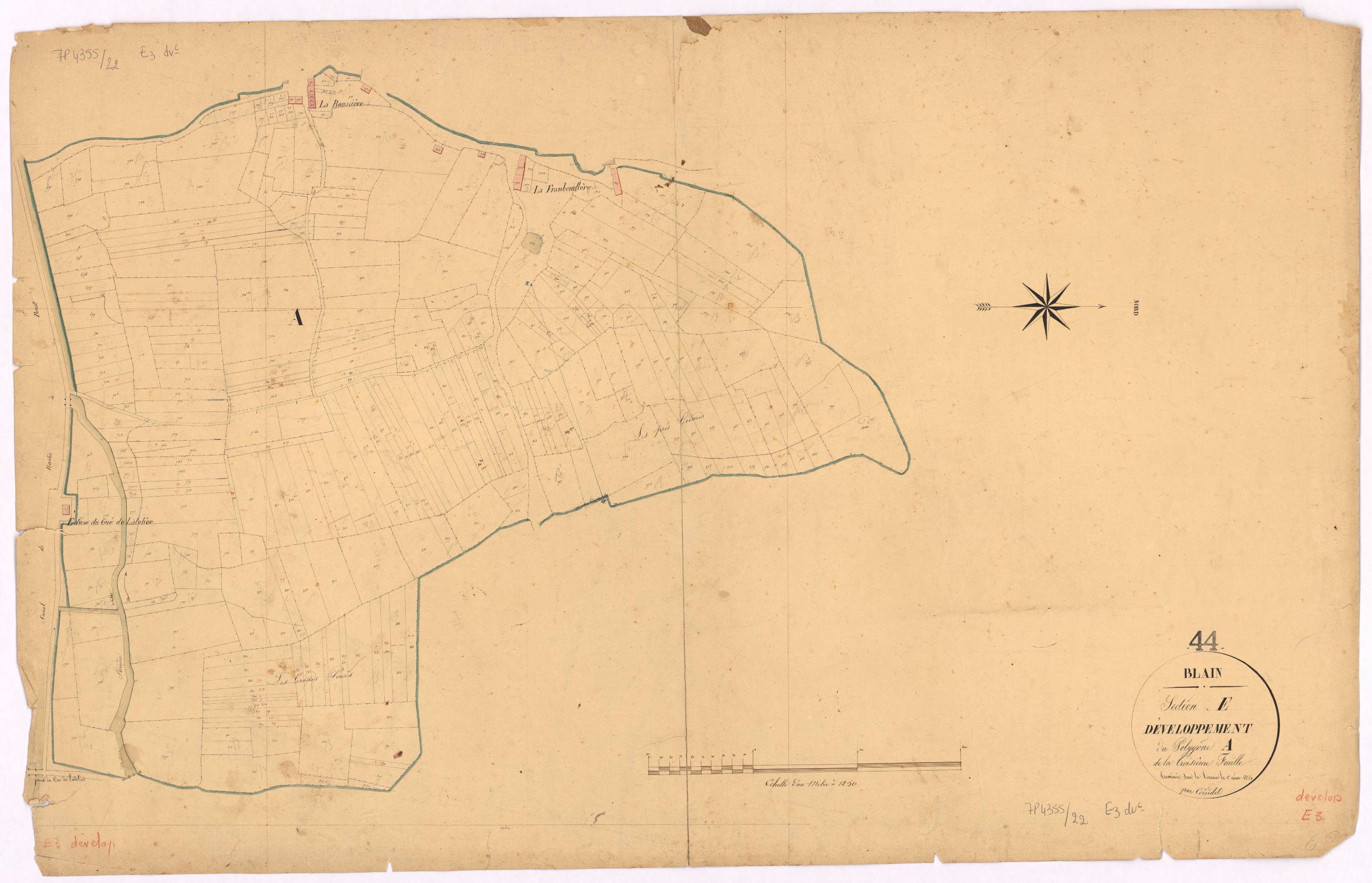 Blain - Section E3 (développement) Roussière (section de La) ; 691-1338 ; développement des villages de La Roussière et de La Franbouillère