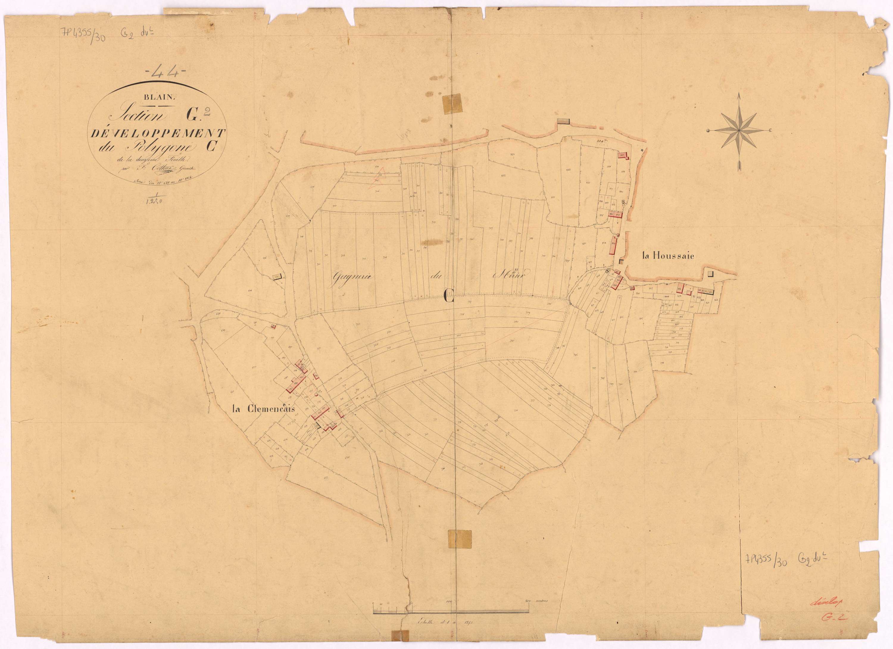 Blain - Section G2 (développement) Conillais (section de La) ; 537-1309 ; développement des villages de La Clemençais et de La Houssais