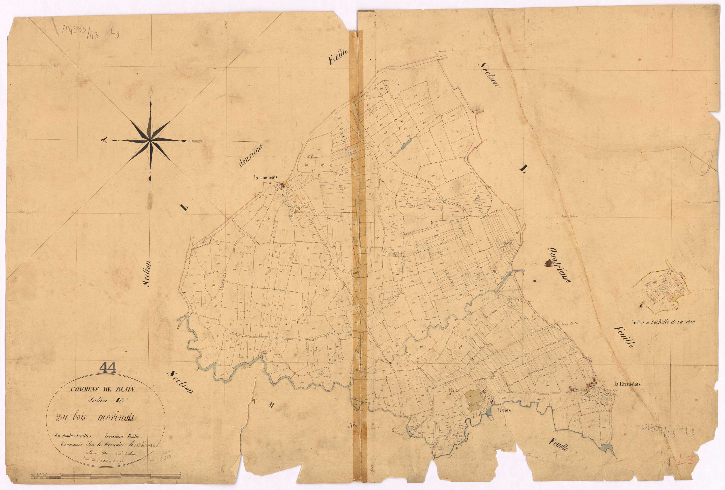Blain - Section L3 Bois Morinais (section du) ; 851-1392