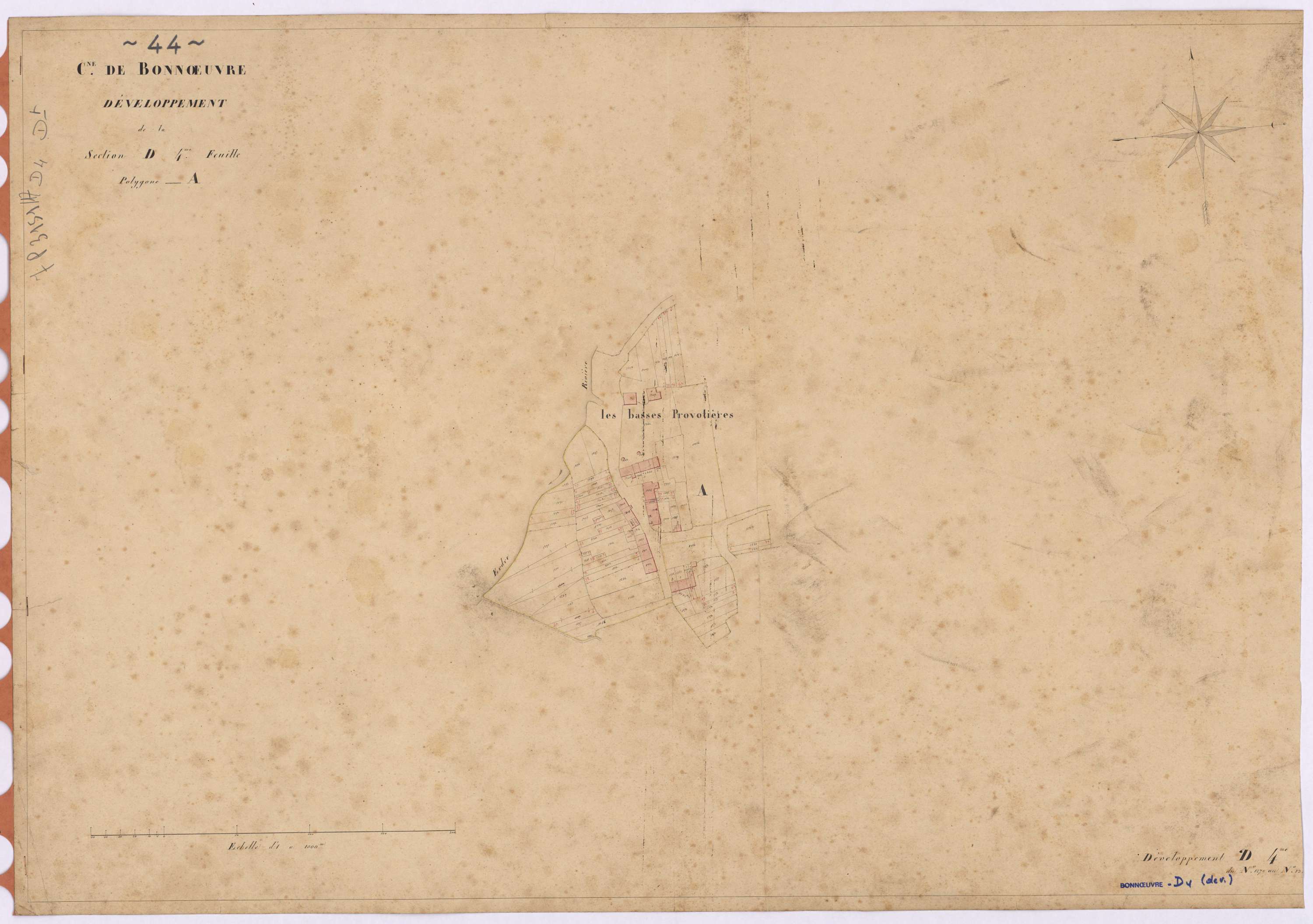 Bonnœuvre - Section D4 (développement) Hautes Provotières (section des) ; développement du village des Basses Provotières
