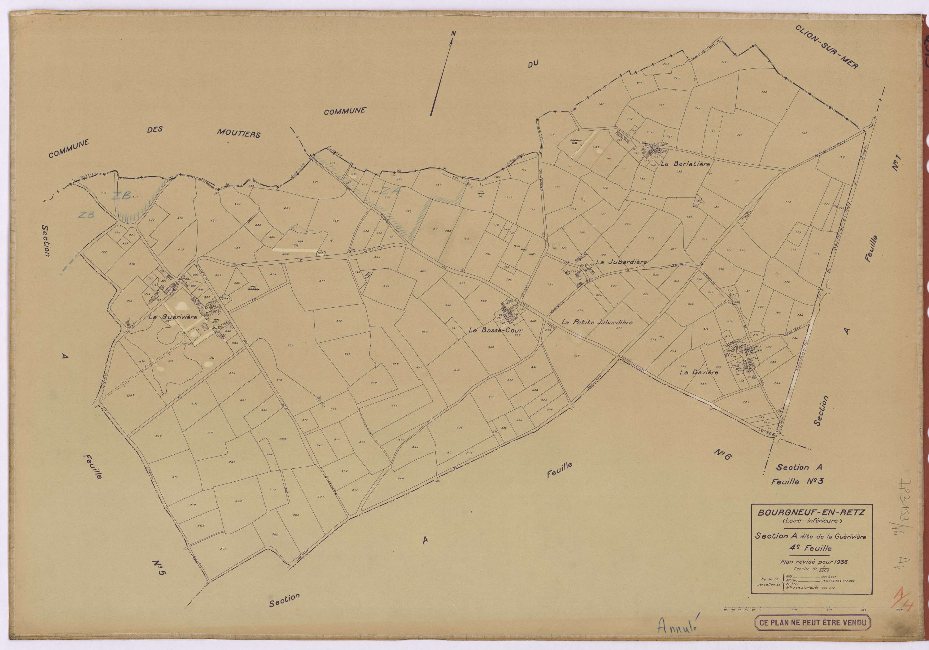 Bourgneuf-en-Retz - Section A4 Guérivière (section de La) ; 673-927