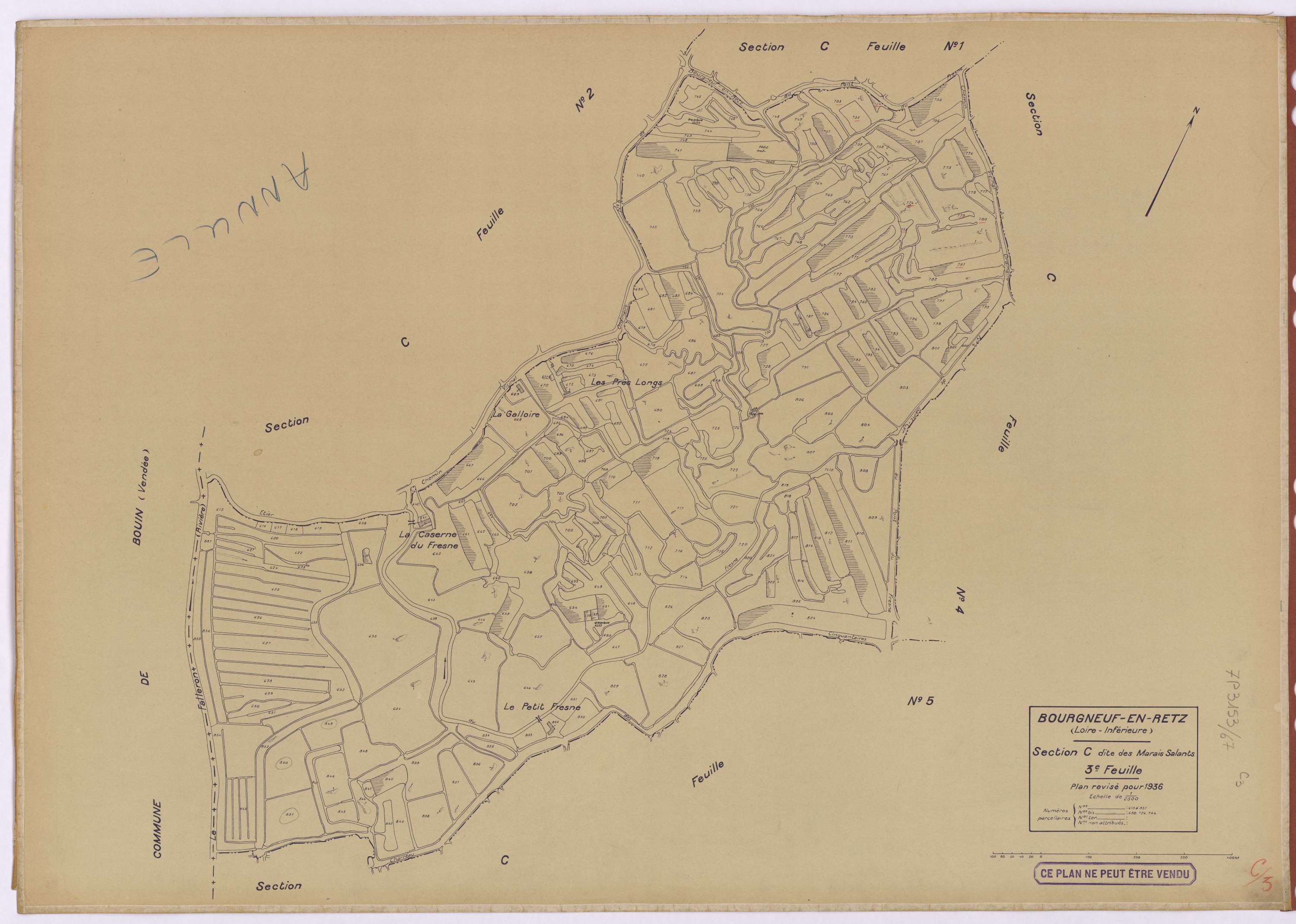 Bourgneuf-en-Retz - Section C3 Marais Salants (section des) ; 615-857