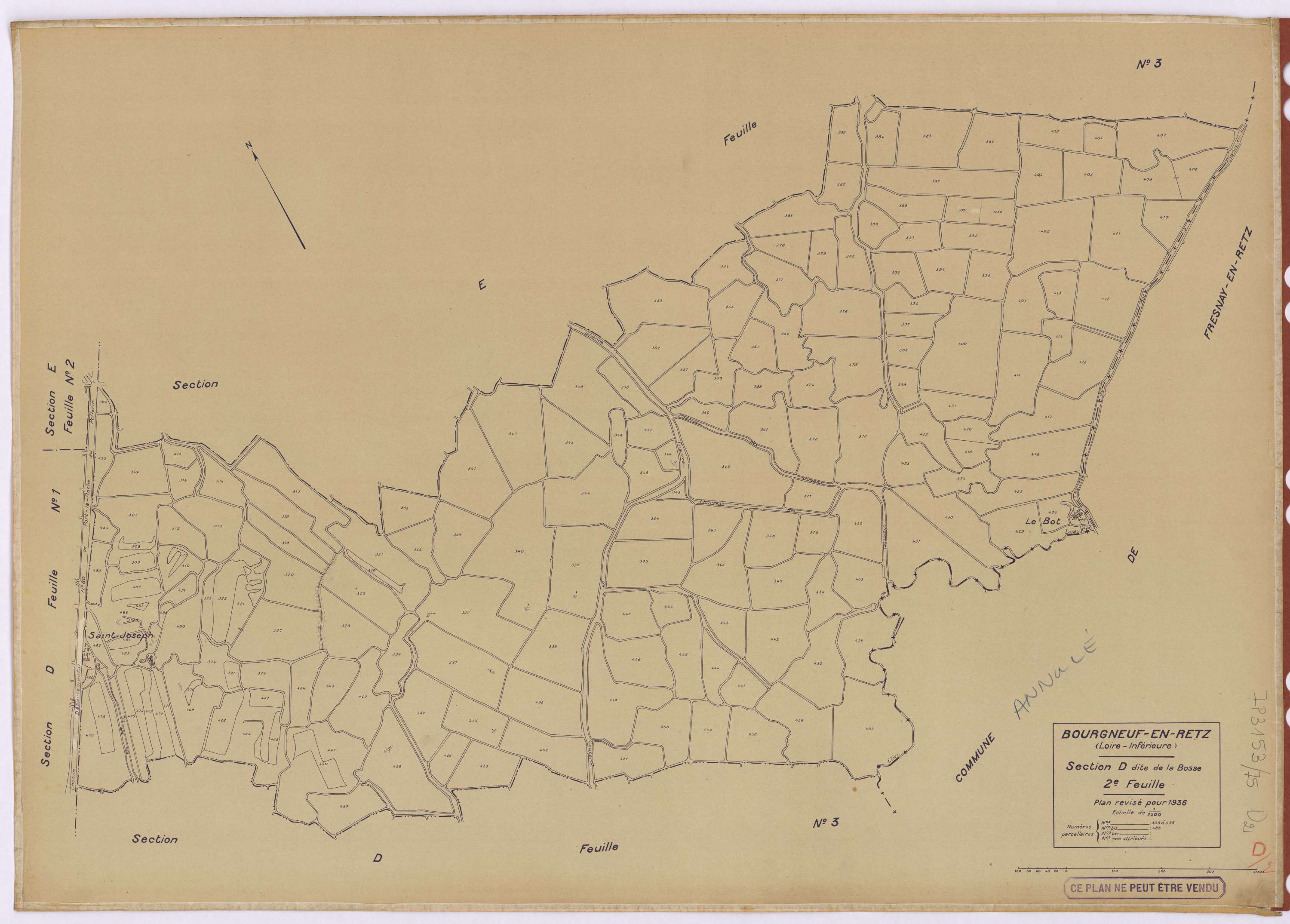 Bourgneuf-en-Retz - Section D2 Bosse (section de La) ; 305-495