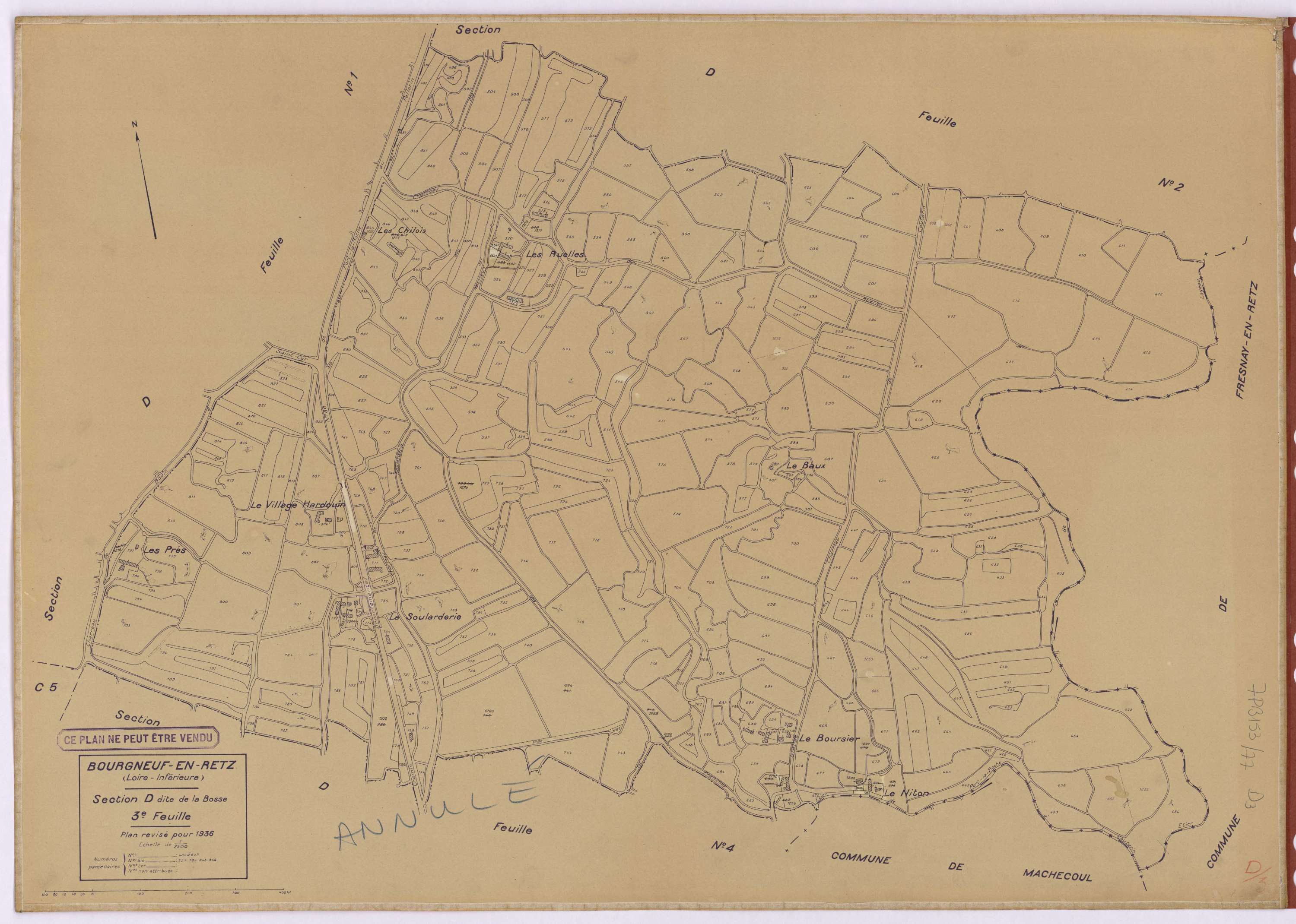 Bourgneuf-en-Retz - Section D3 Bosse (section de La) ; 496-853