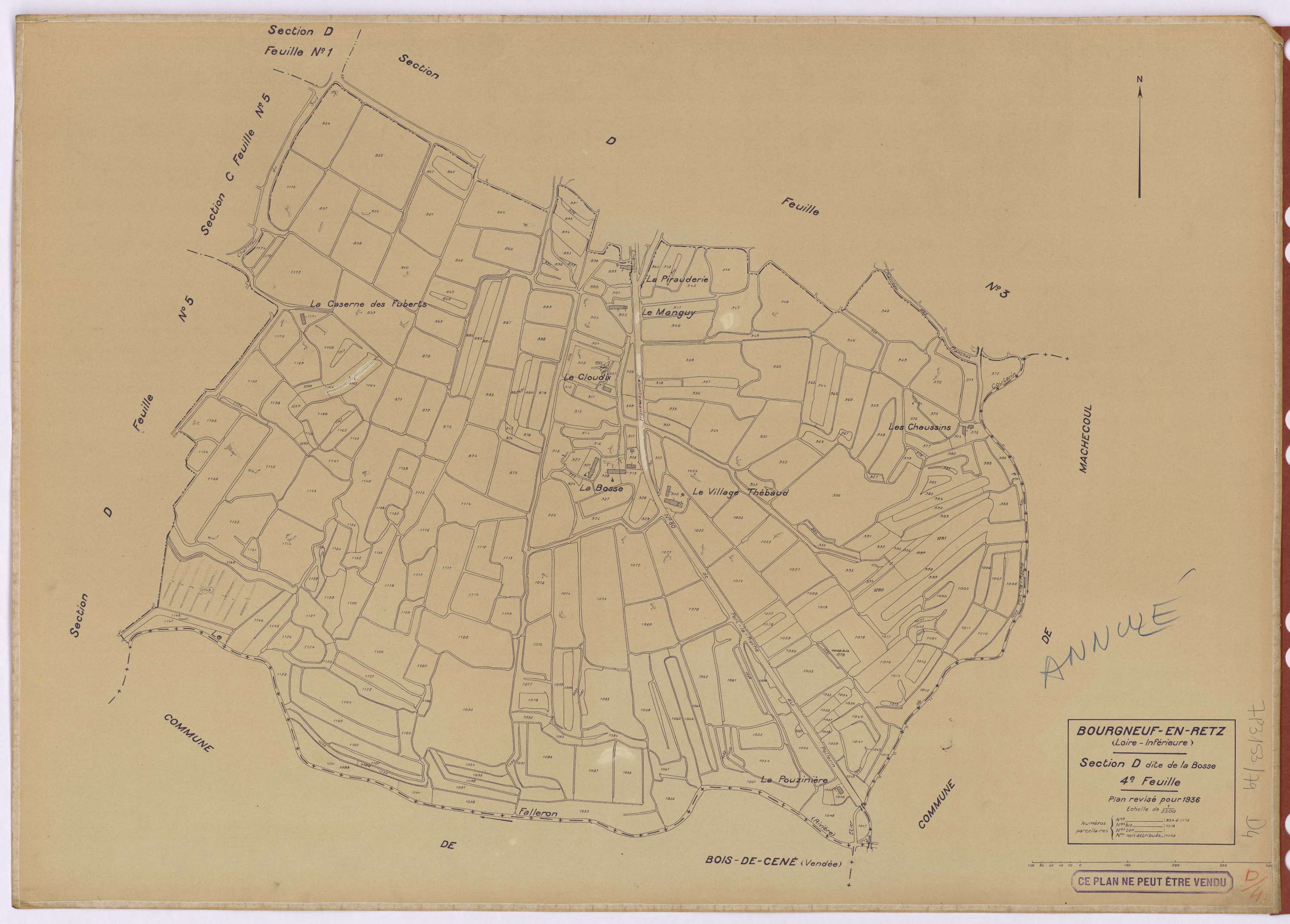 Bourgneuf-en-Retz - Section D4 Bosse (section de La) ; 854-1175