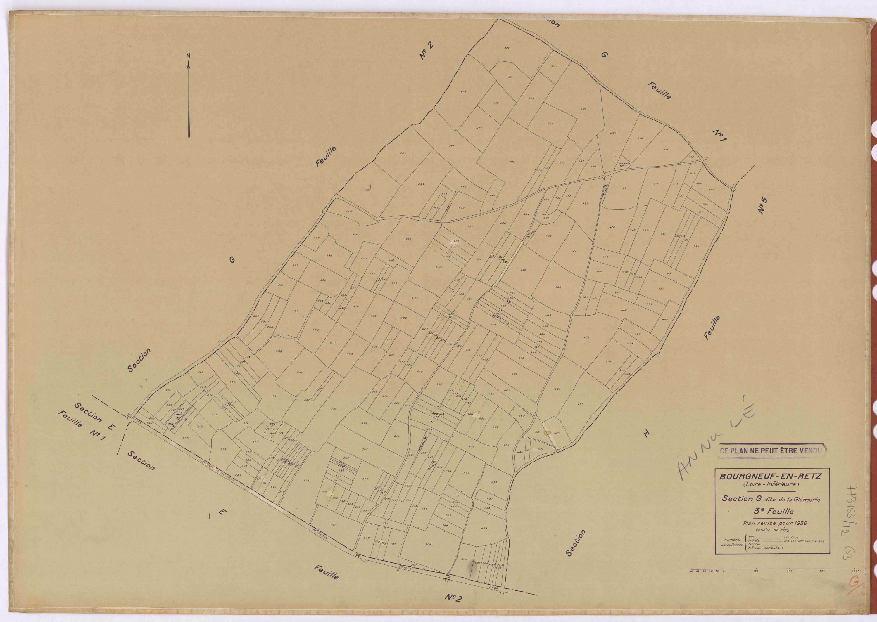 Bourgneuf-en-Retz - Section G3 Glémerie (section de La) ; 397-673