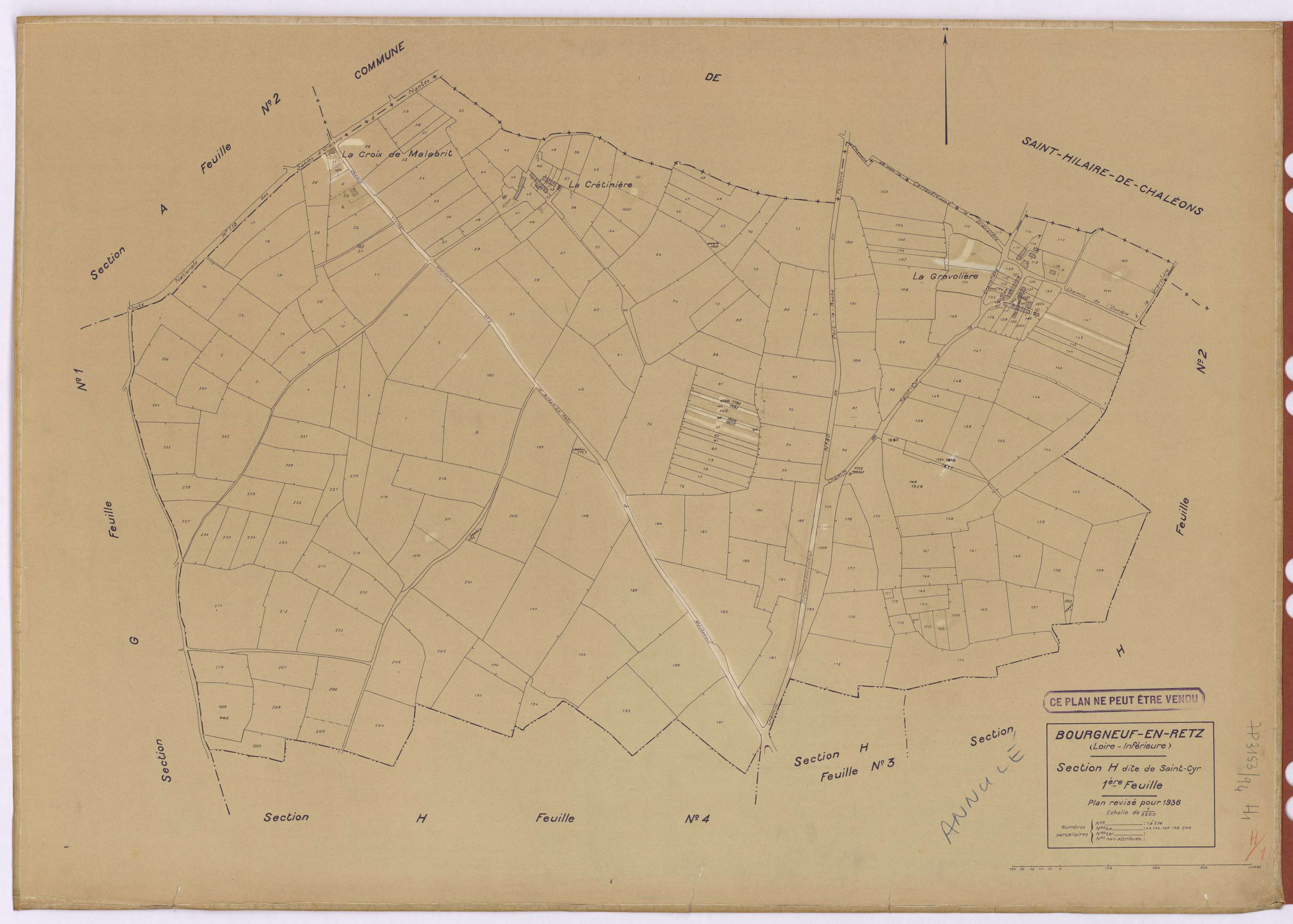 Bourgneuf-en-Retz - Section H1 Saint-Cyr (section de) ; 1-236