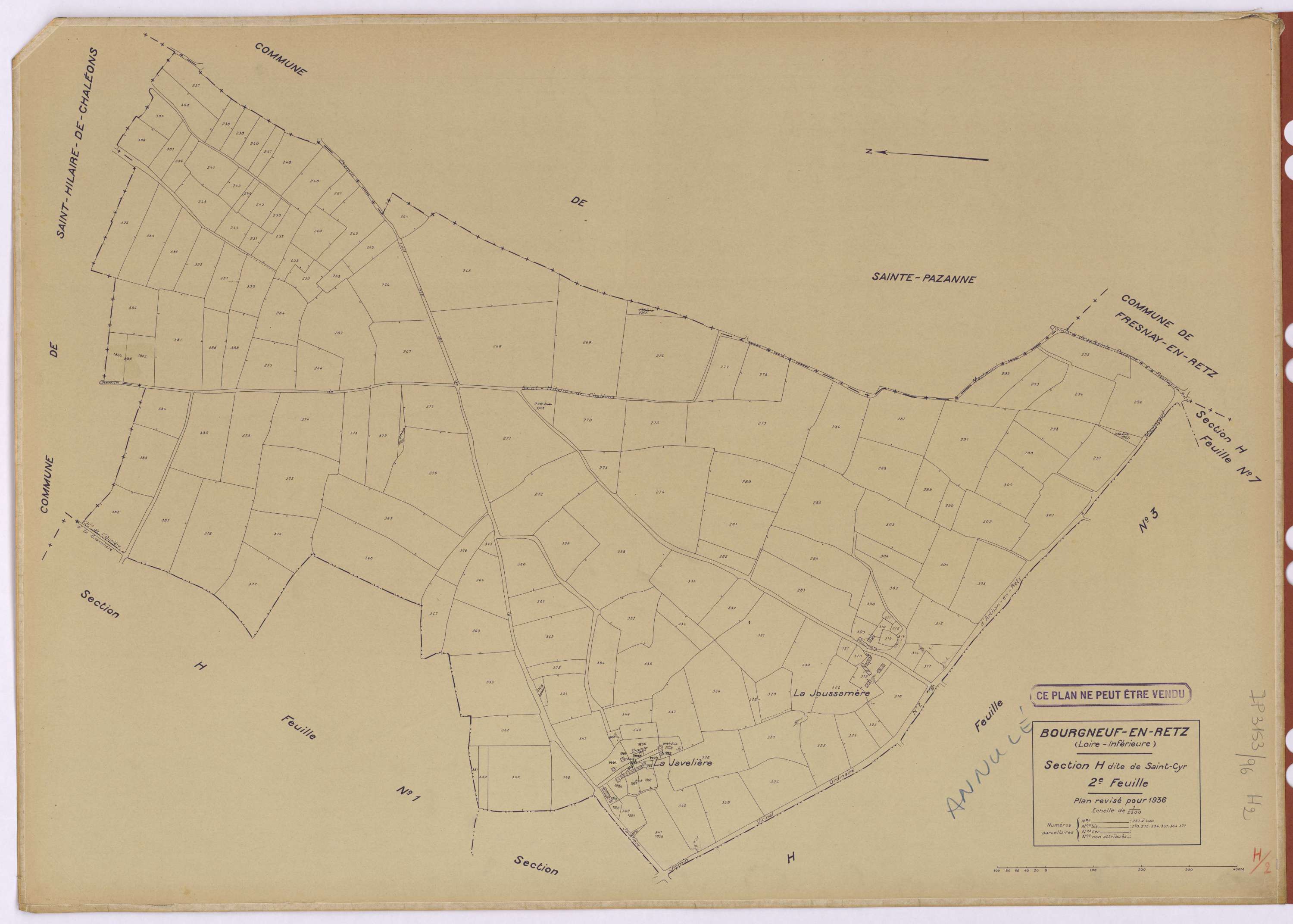 Bourgneuf-en-Retz - Section H2 Saint-Cyr (section de) ; 237-400