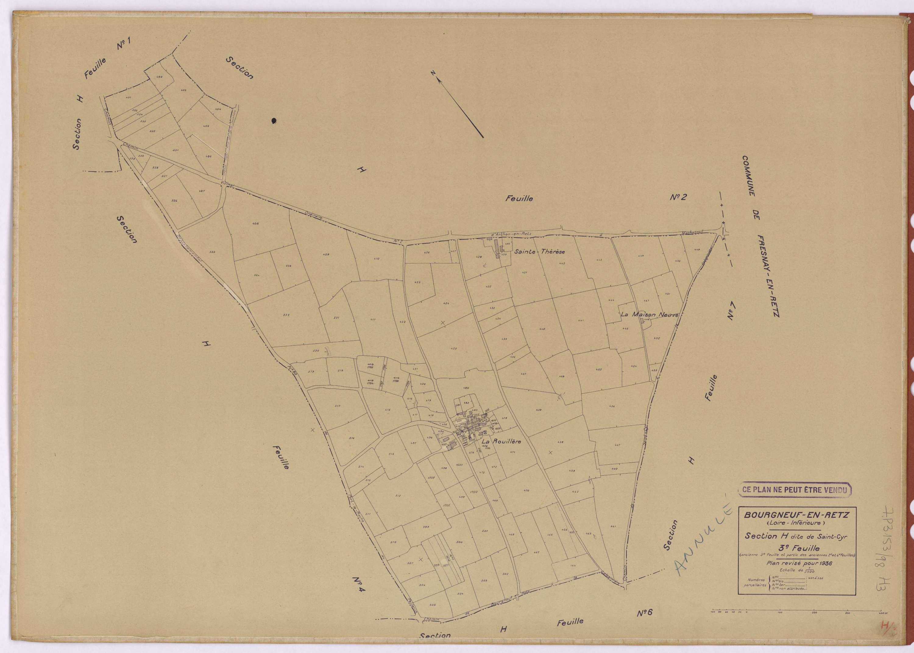 Bourgneuf-en-Retz - Section H3 Saint-Cyr (section de) ; 401-535
