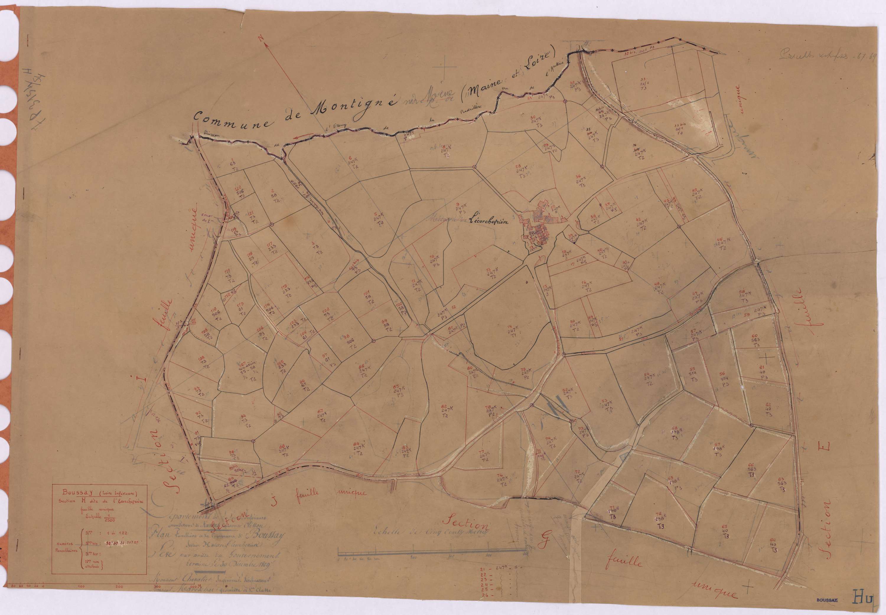 Boussay - Section H Ecorchevrière (section de l') ; 1-122