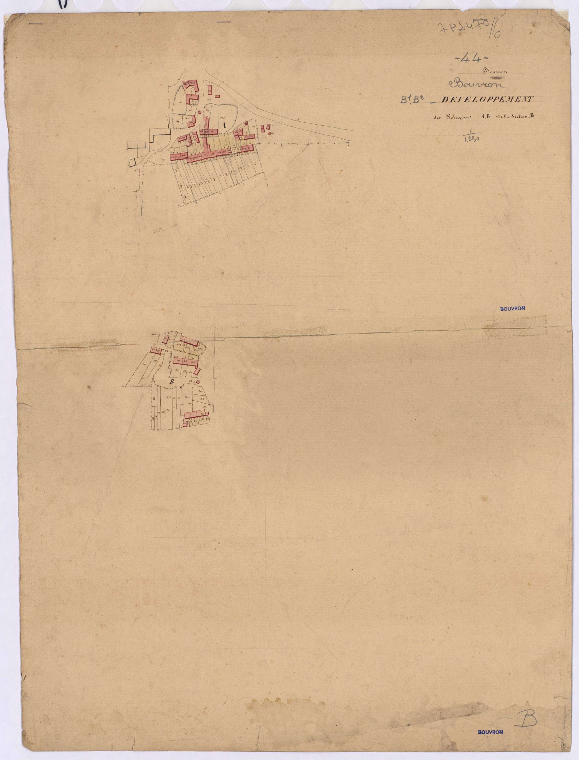Bouvron - Section B1 B2 (développement) Bélinais (section de La) ; développement des polygônes A et B