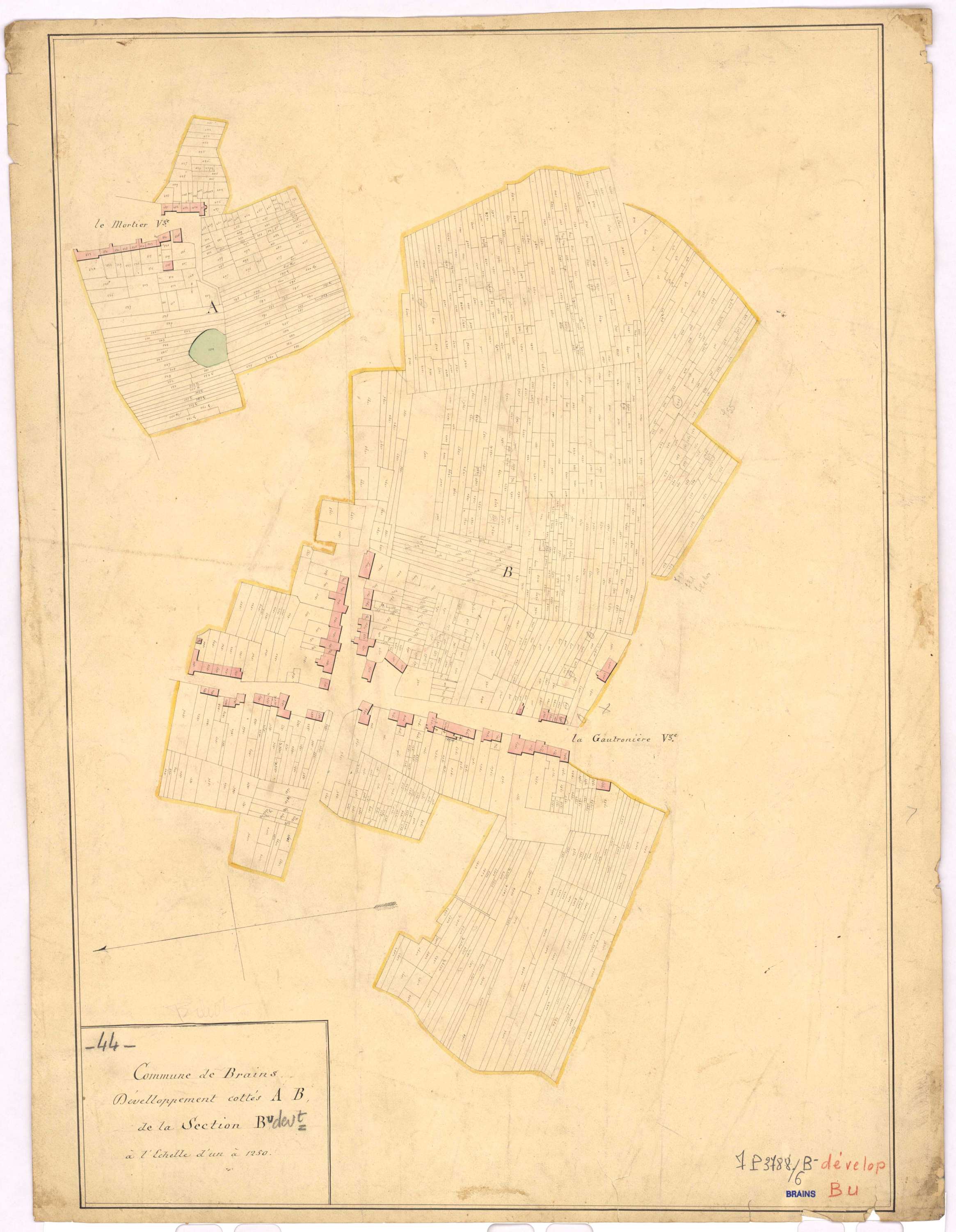 Brains - Section B (développement) Gautronière (section de La) ; développement des villages de La Gautronnière et du Mortier