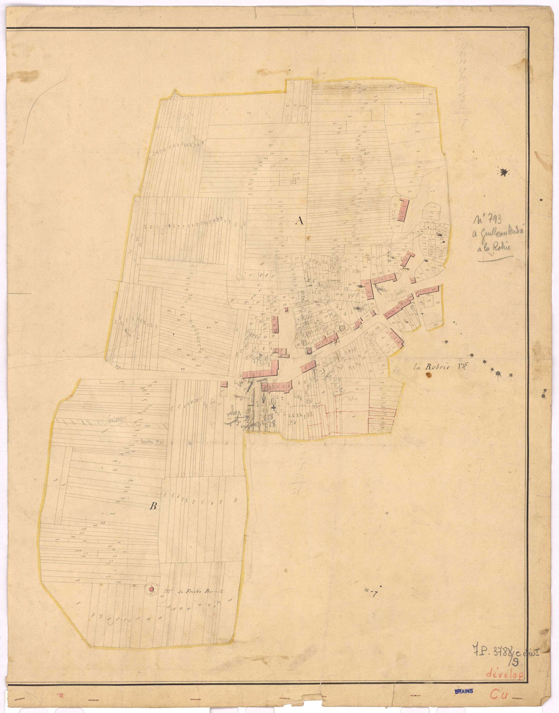 Brains - Section C (développement) Pel (section du) ; développement du village de La Robrie
