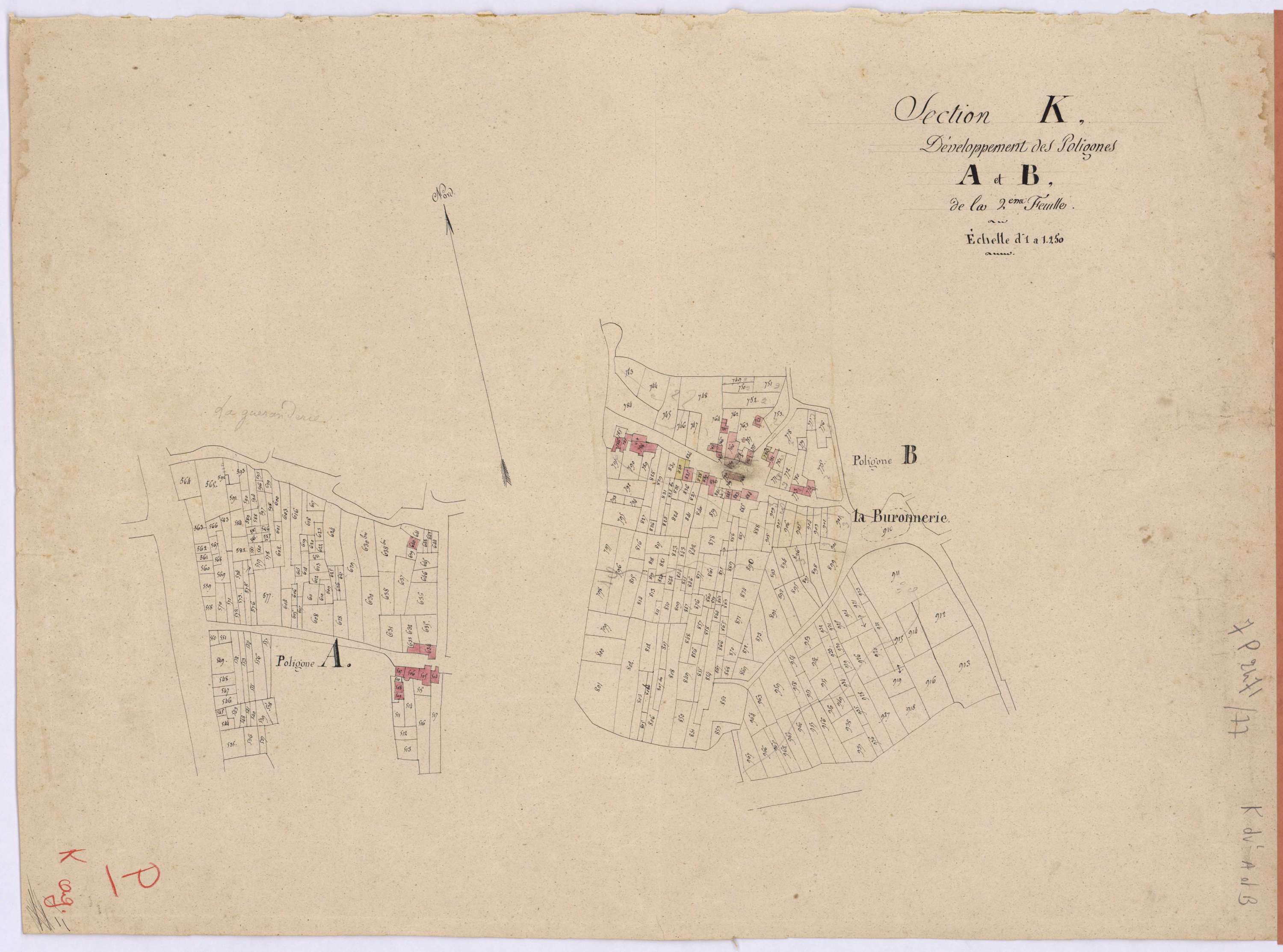 Campbon - Section K (développement) Gicquelais (section de La) ; développement des polygônes A et B