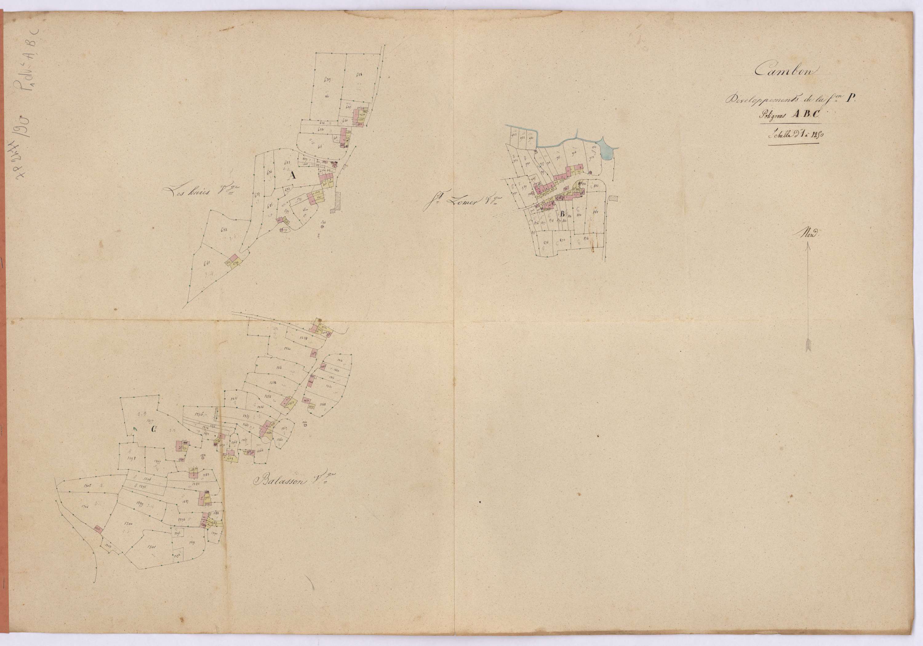 Campbon - Section P1  (développement) Grand Lomer (section du) ; développement des villages des Haies, du Grand Lomer et du Balasson