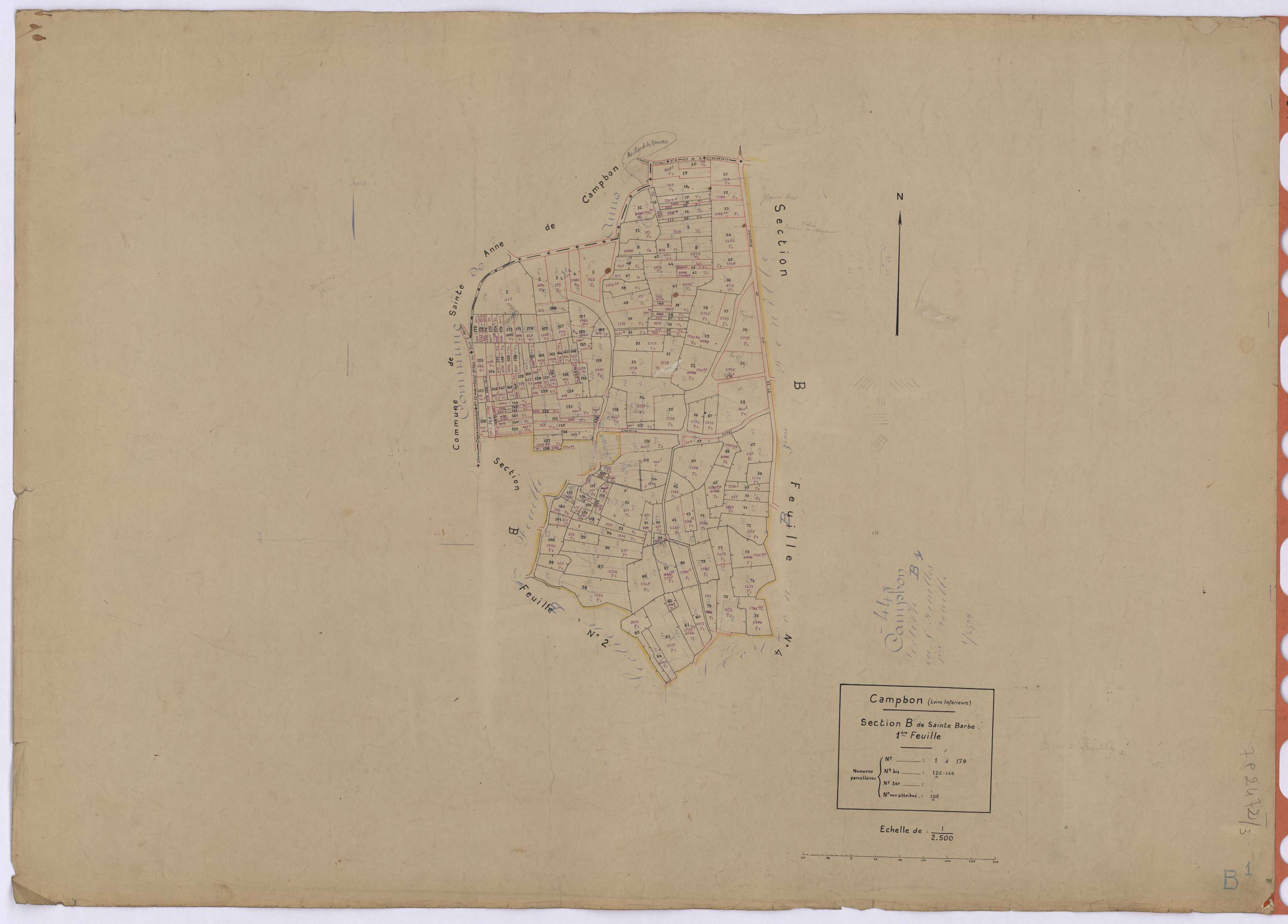 Campbon - Section B1 Sainte-Barbe (section de) ; 1-179