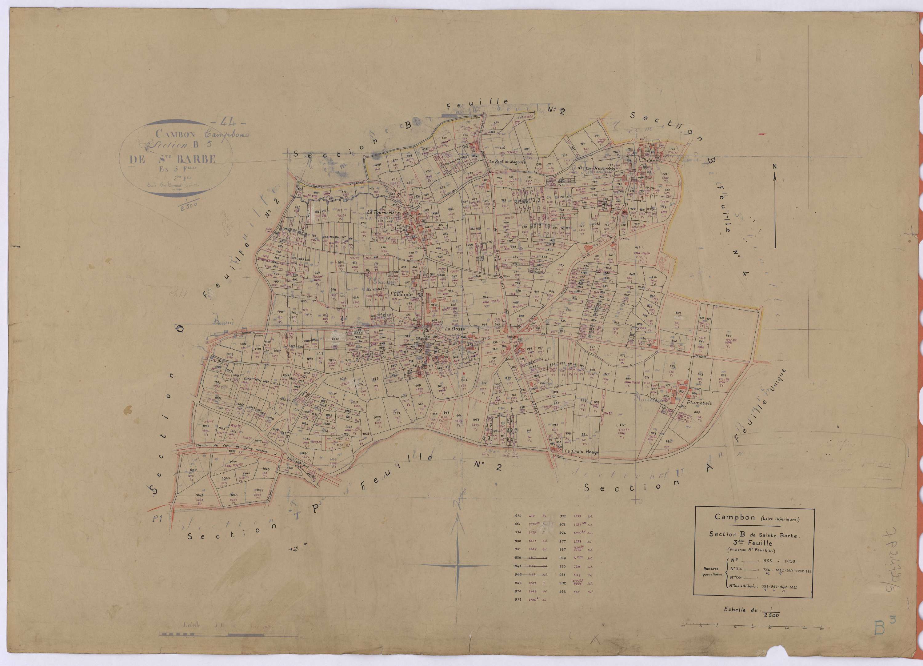 Campbon - Section B3 Sainte-Barbe (section de) ; 565-1093