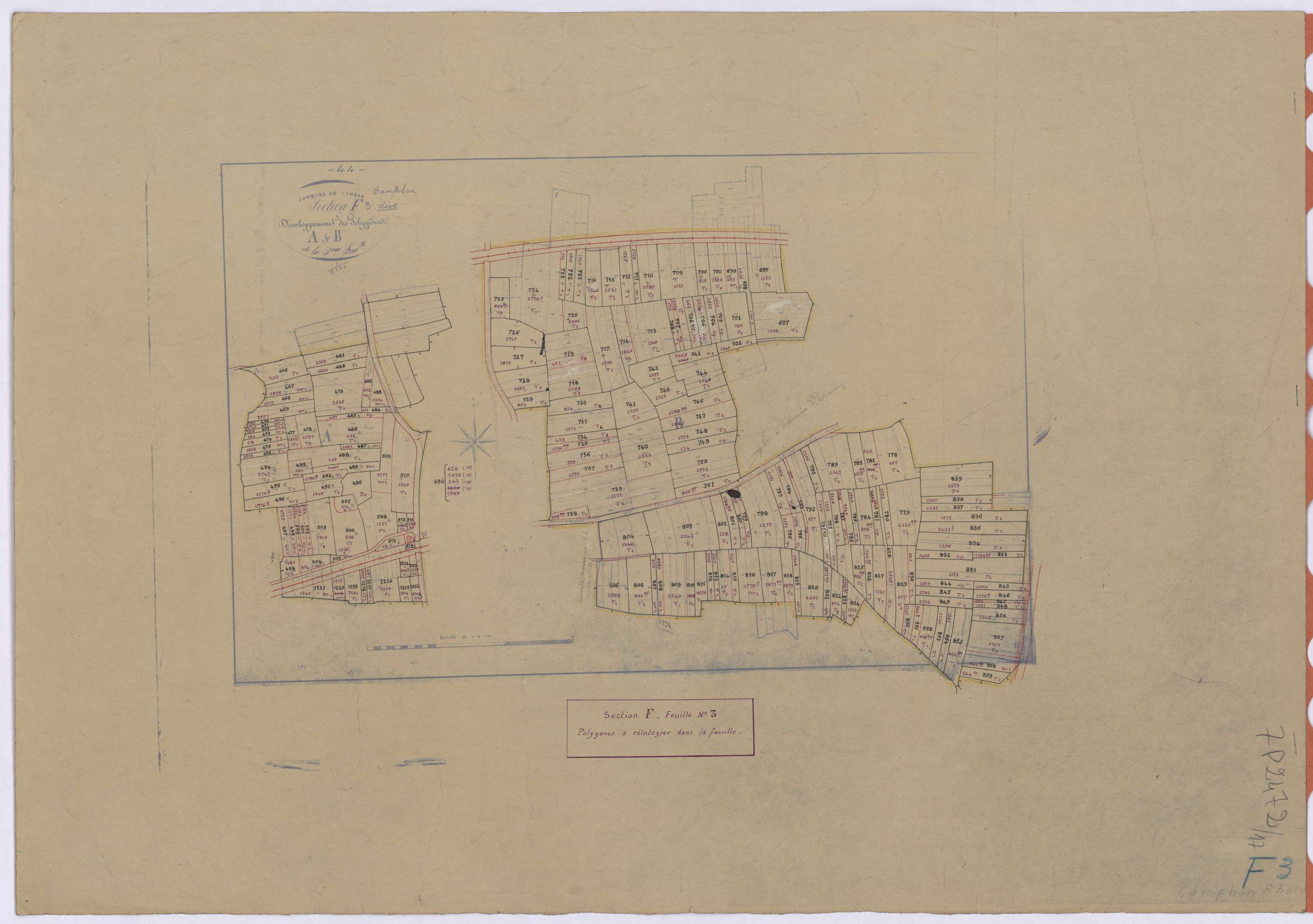 Campbon - Section F3 (développement) Charnais (section de La) ; développement des polygônes A et B