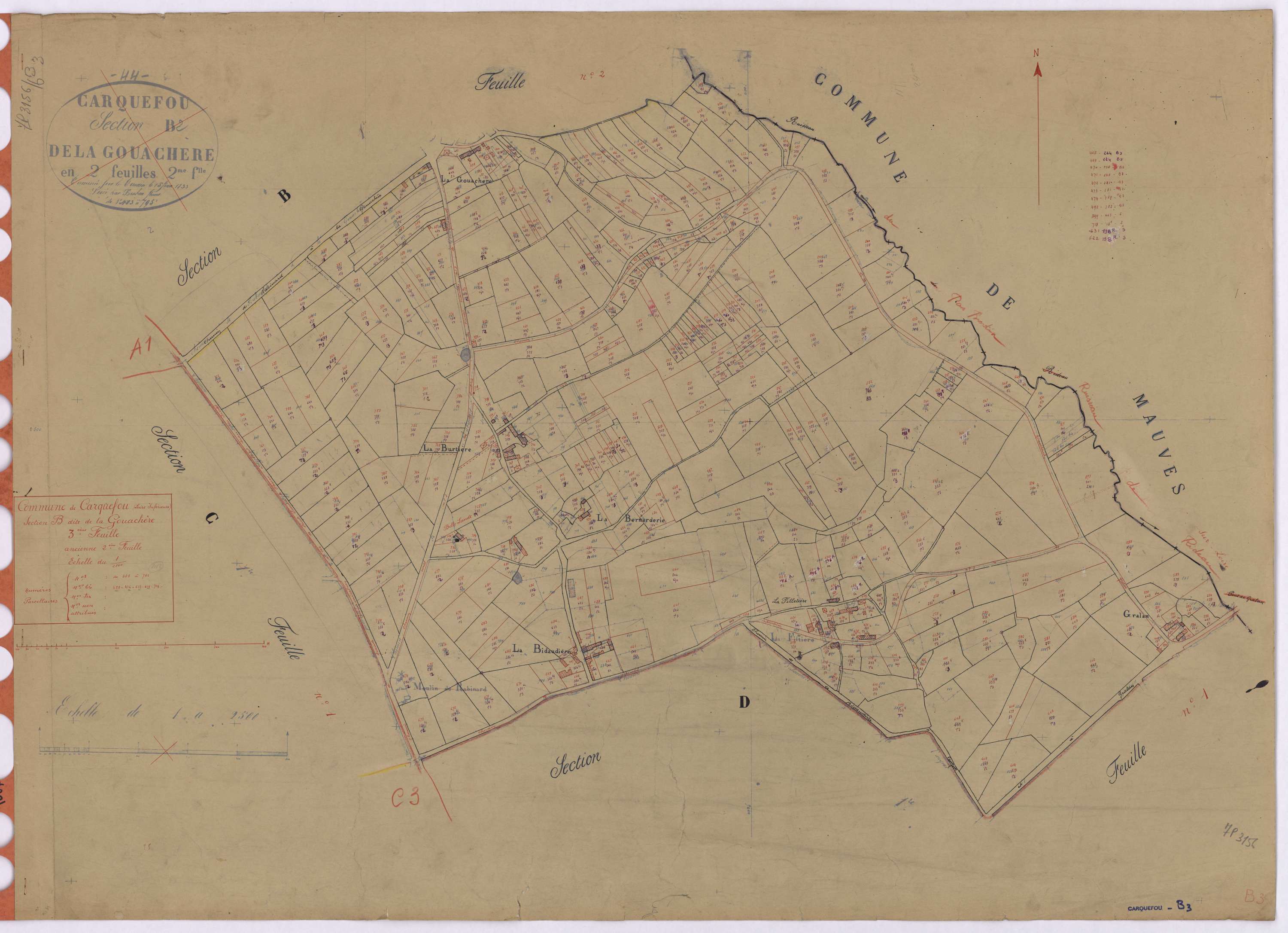 Carquefou - Section B3 Gouachère (section de La) ; 355-762