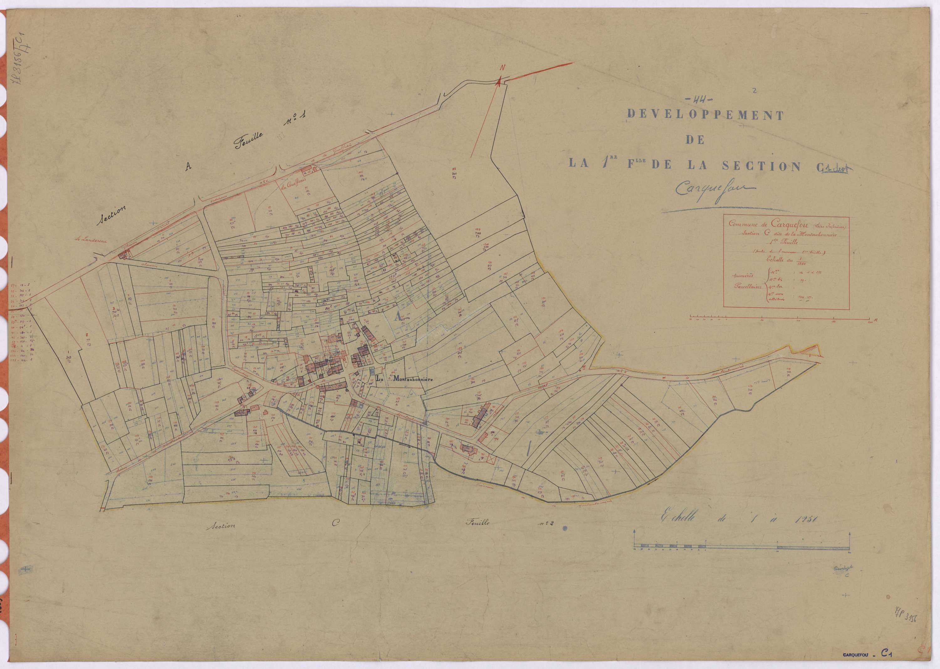Carquefou - Section C1 Montaubonnière (section de La) ; 1-272 ; développement du village de La Montaubonnière