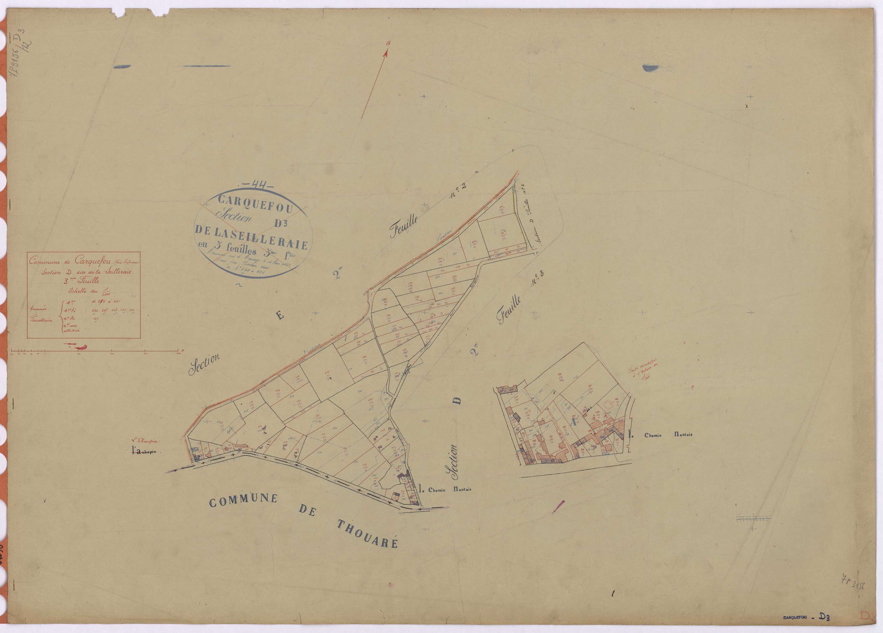 Carquefou - Section D3 Seilleraie (section de La) ; 536-661