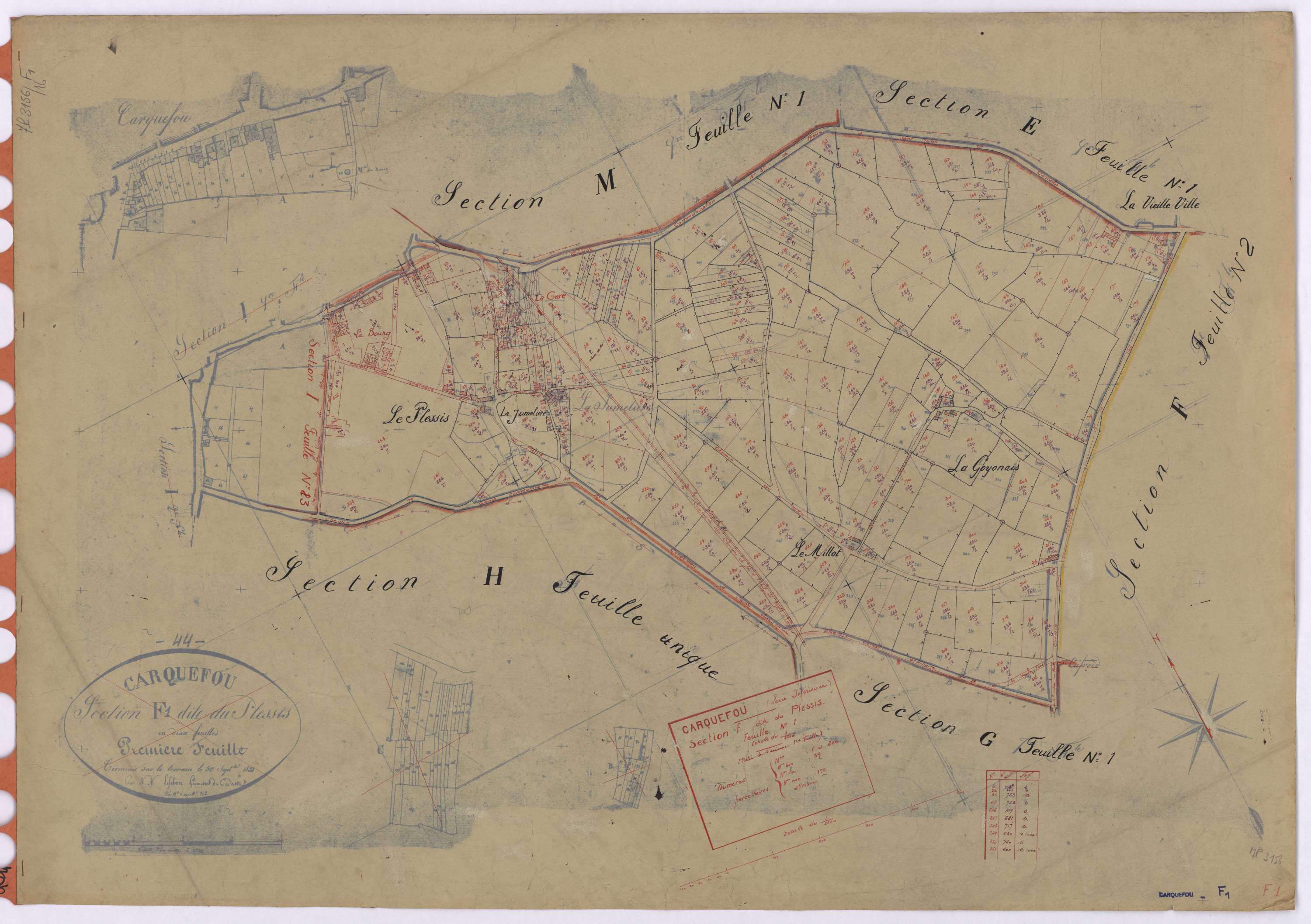 Carquefou - Section F1 Plessis (section du) ; 1-266