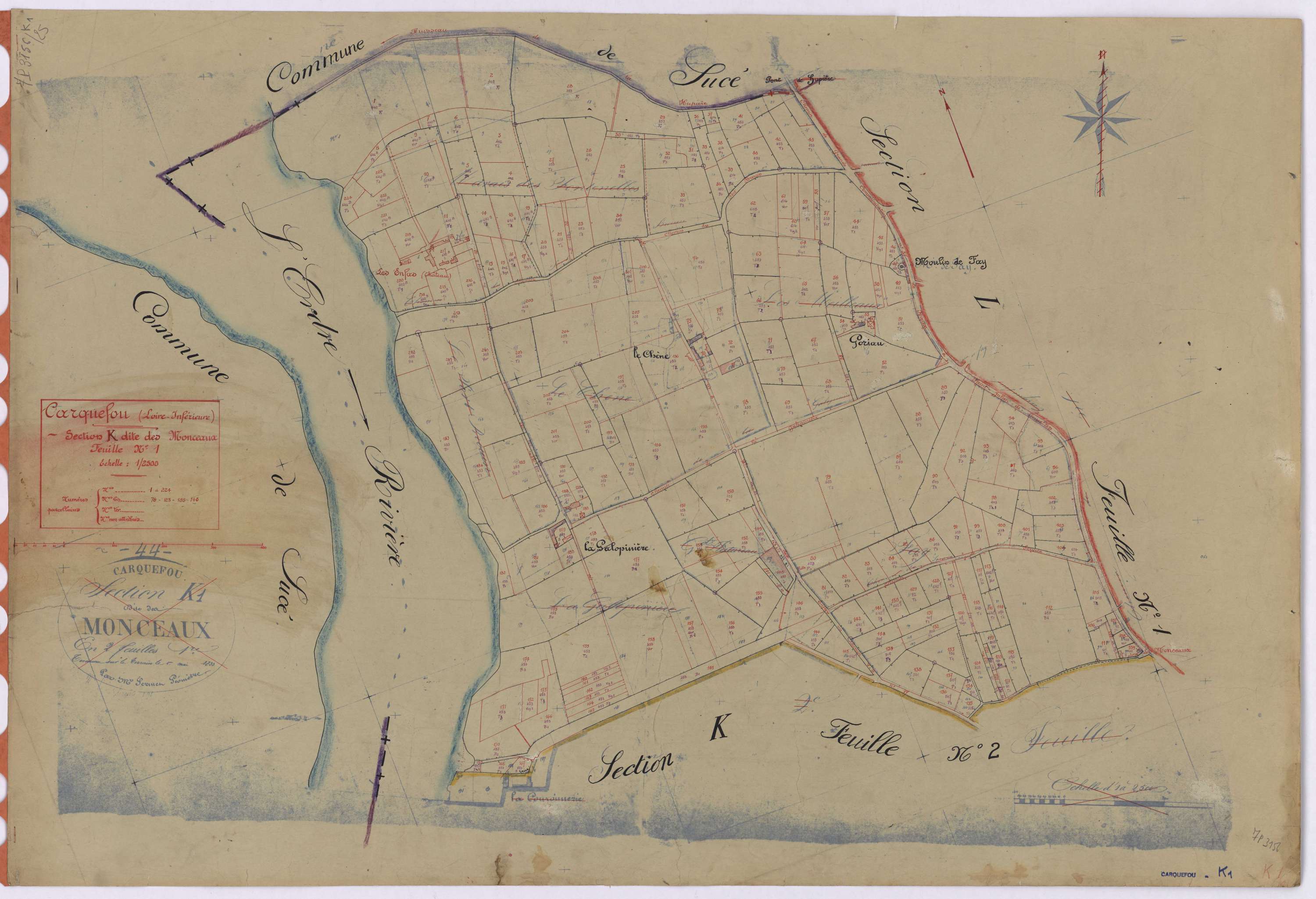 Carquefou - Section K1 Monceaux (section des) ; 1-224