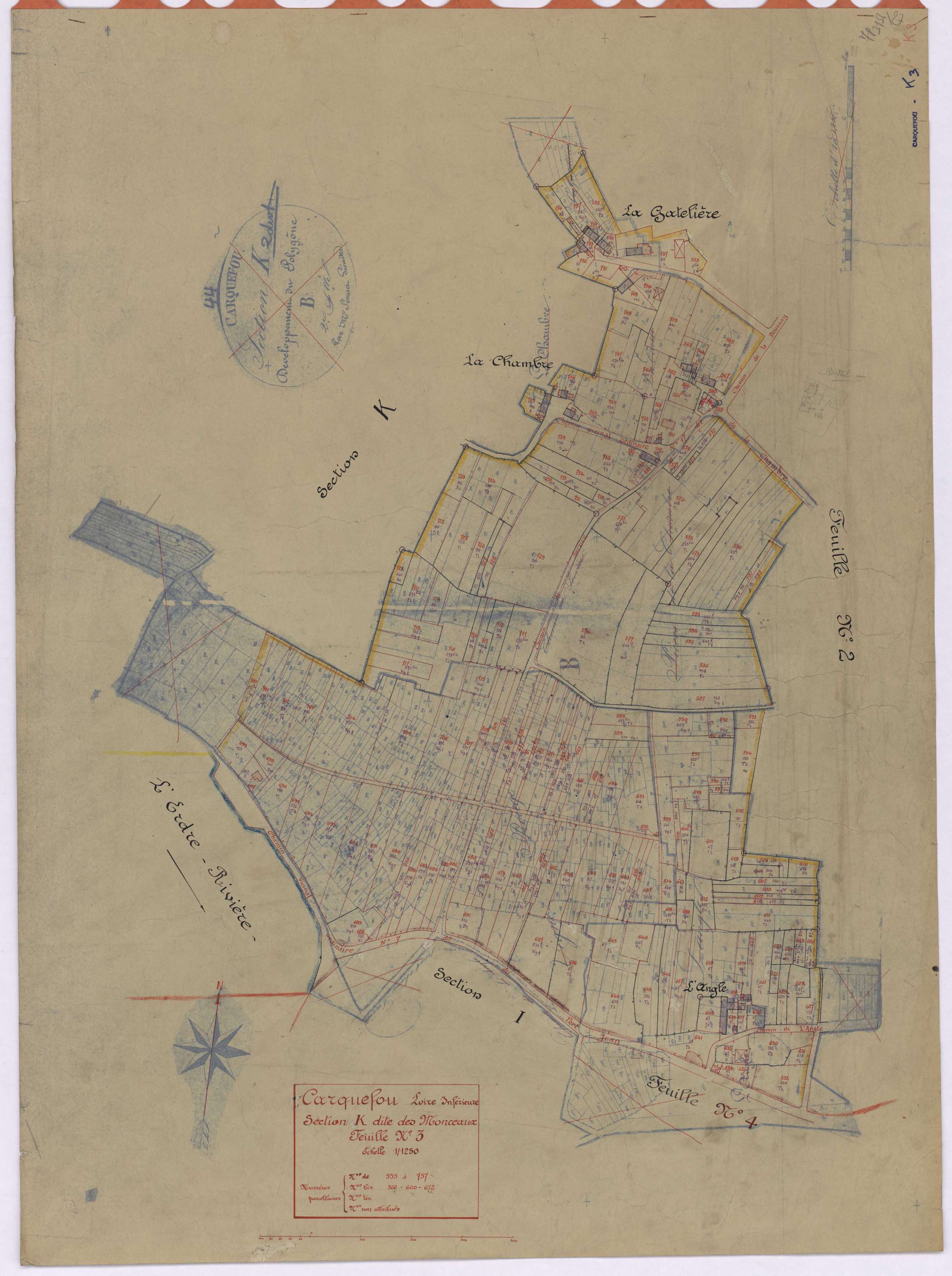 Carquefou - Section K3 Monceaux (section des) ; 555-757