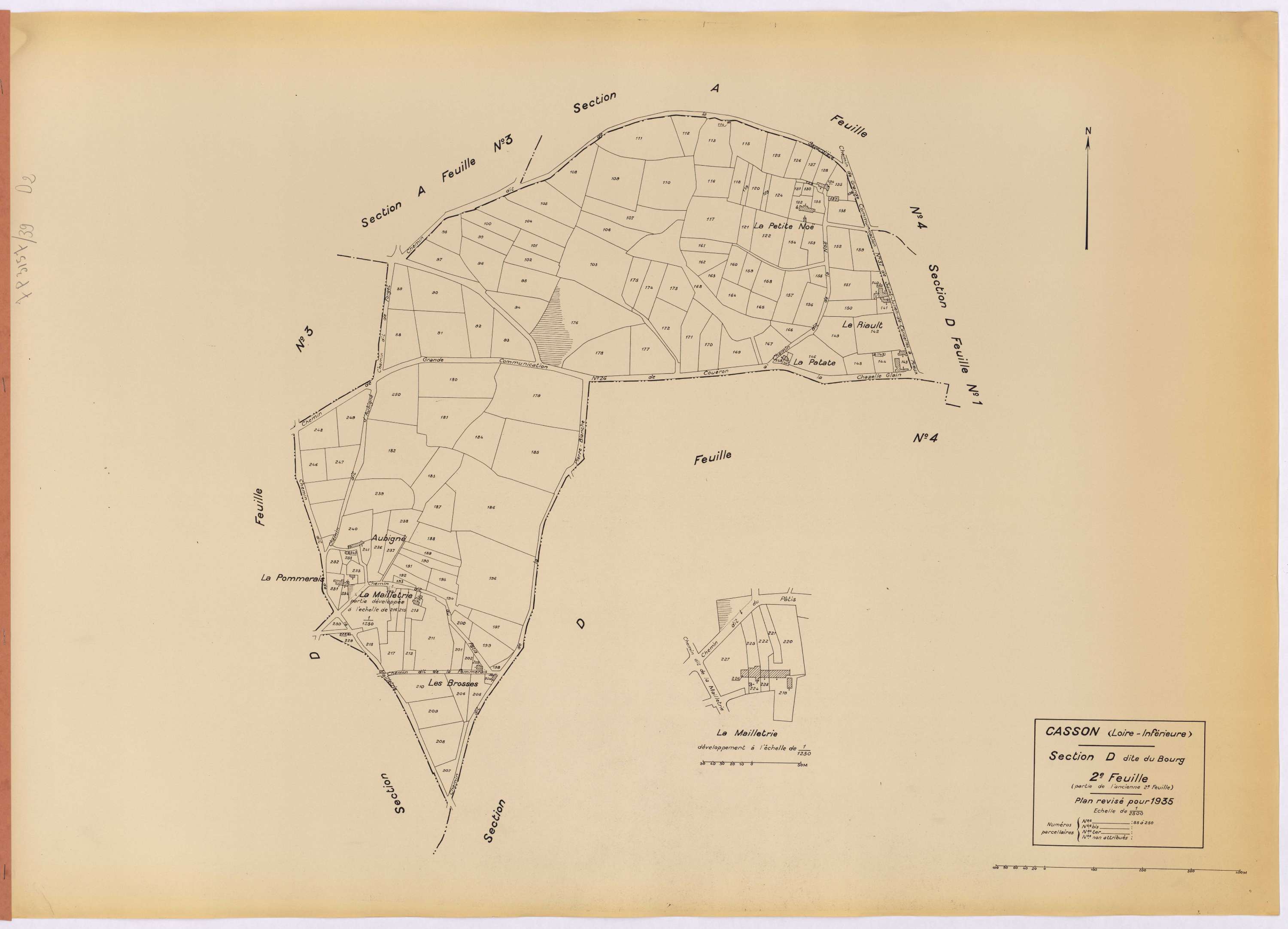 Casson - Section D2 Bourg (section du) ; 88-250