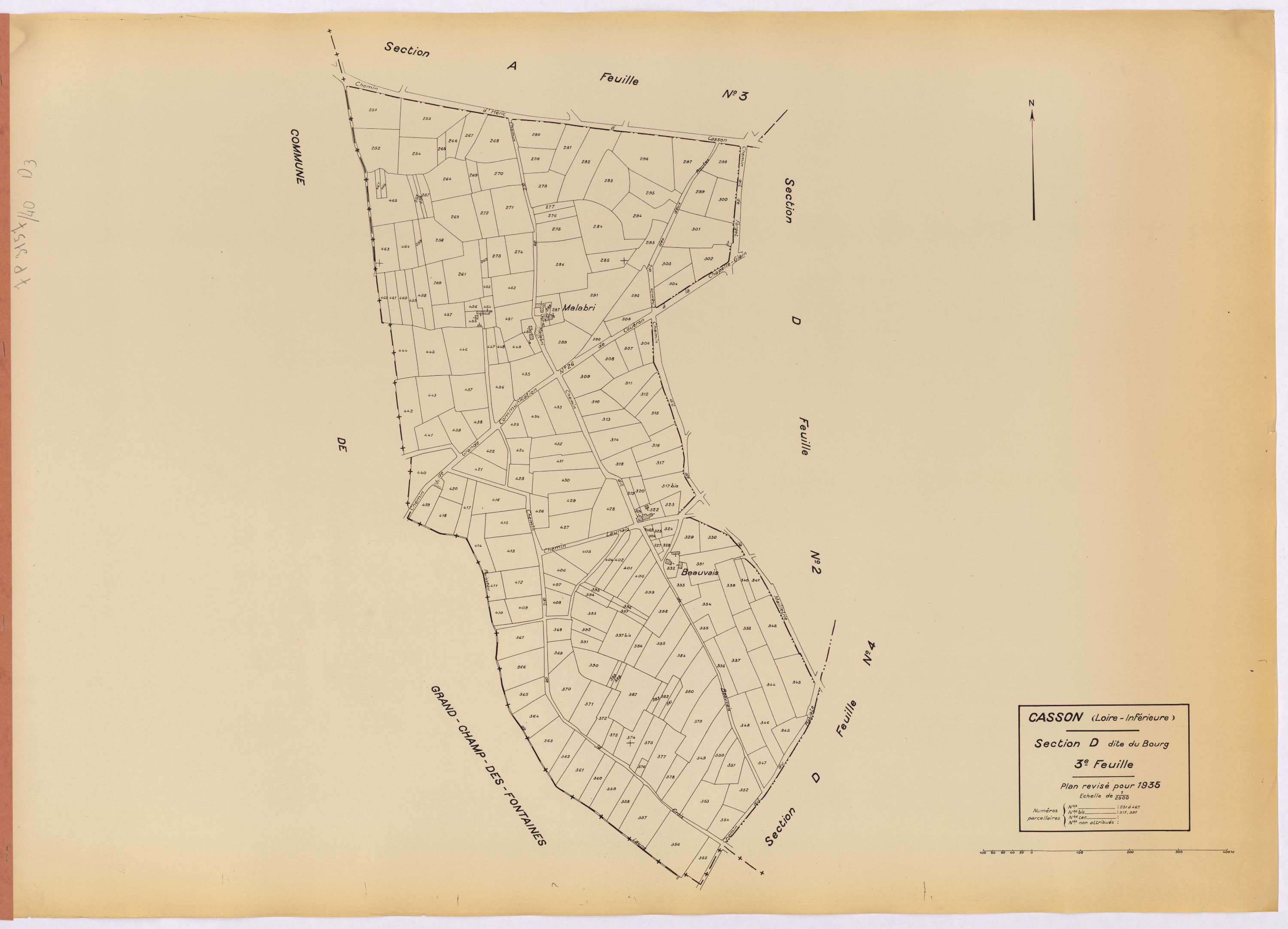 Casson - Section D3 Bourg (section du) ; 251-467