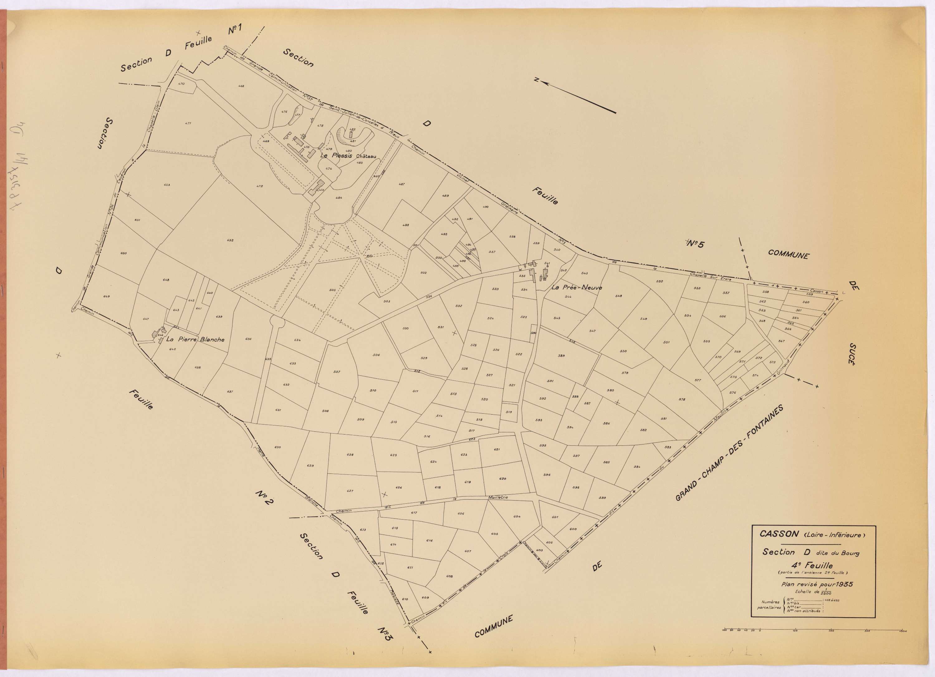 Casson - Section D4 Bourg (section du) ; 468-653