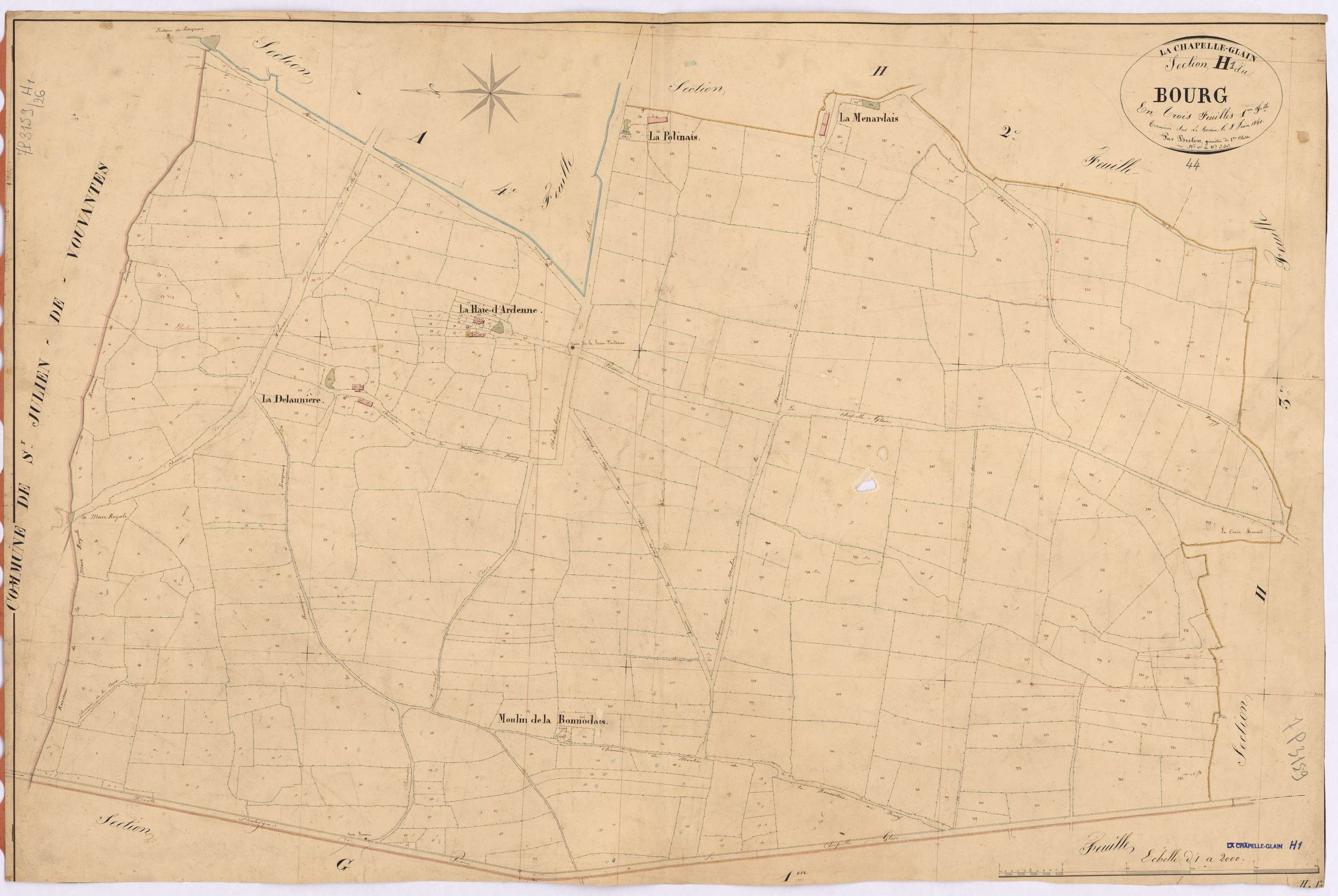 La Chapelle-Glain - Section H1 Bourg (section du) ; 1-343