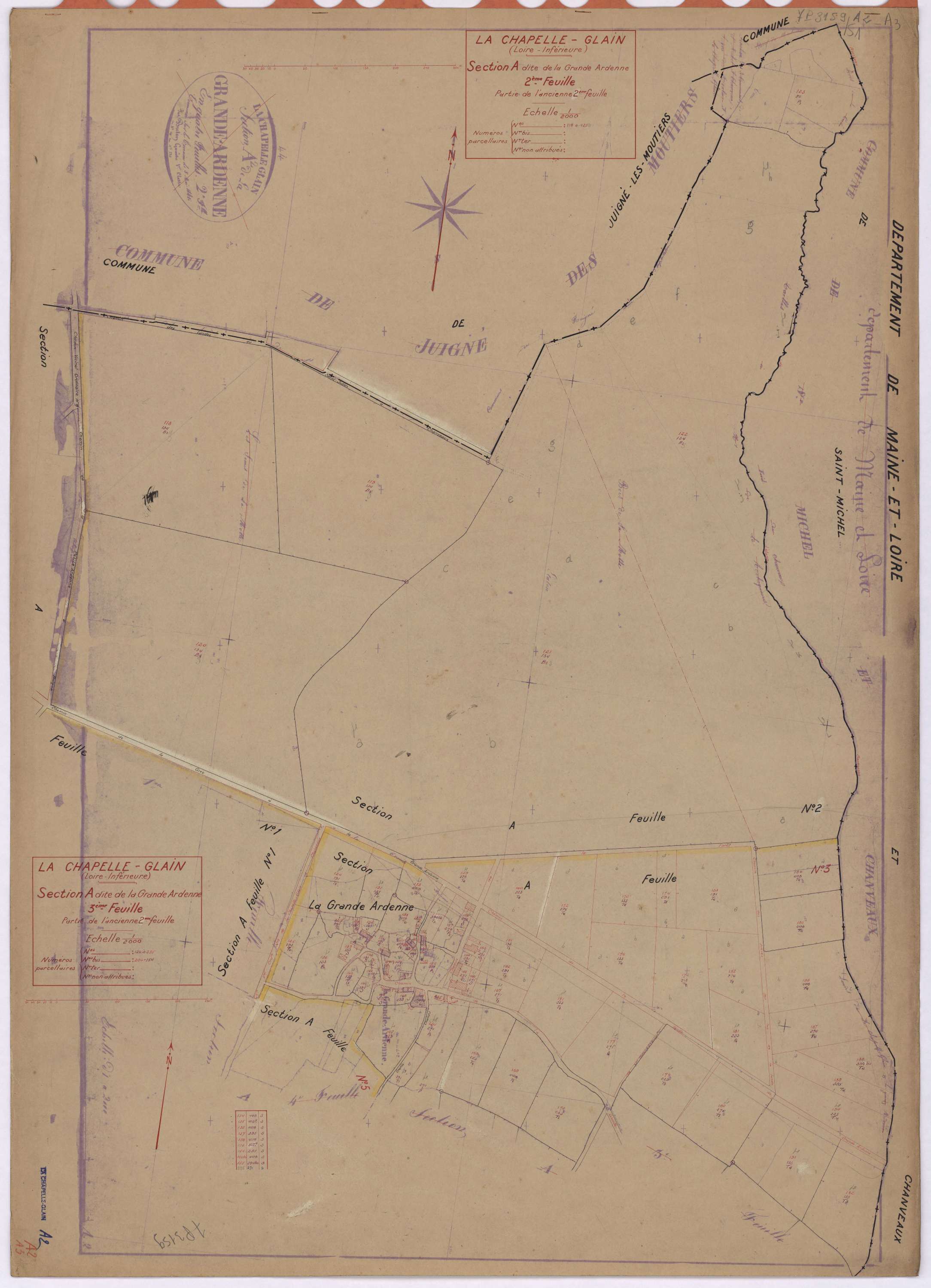 La Chapelle-Glain - Section A2 A3 Grande Ardenne (section de La) ; 118-123 ; 124-235