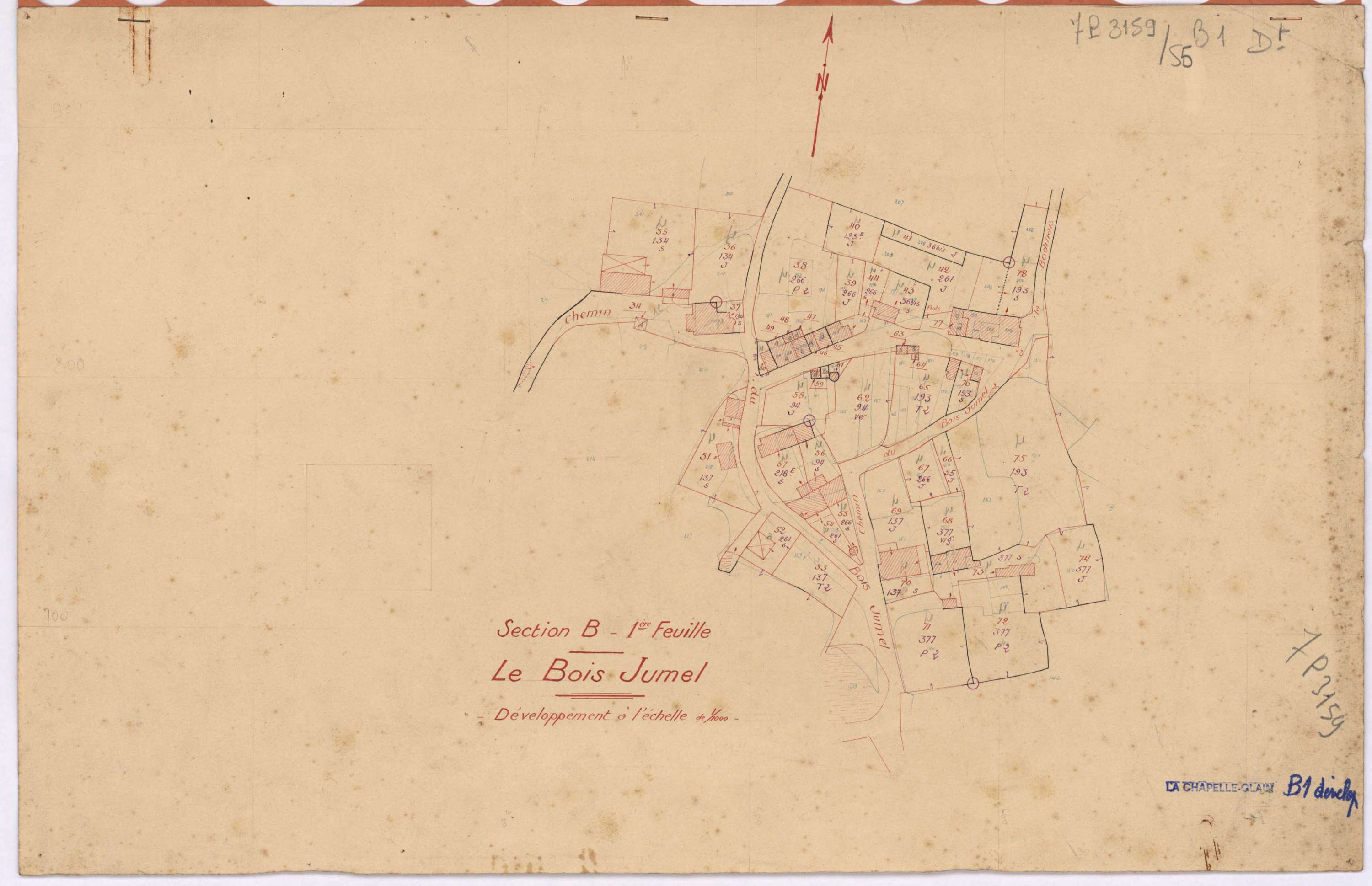 La Chapelle-Glain - Section B1 (développement) Cheptais (section de La) ; développement du village du Bois Jumel