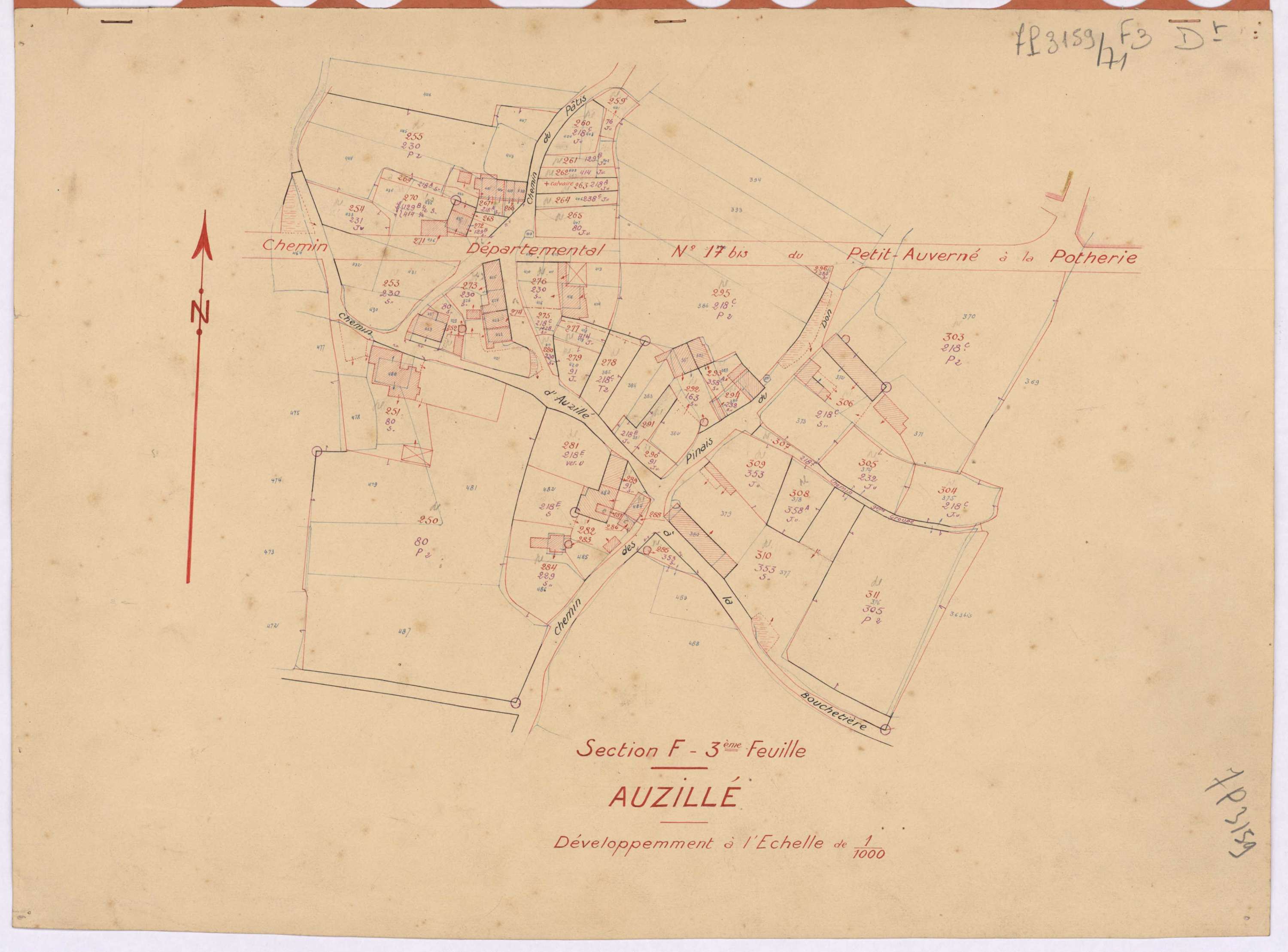 La Chapelle-Glain - Section F3 (développement) Jutais (section de La) ; développement du village d'Auzillé