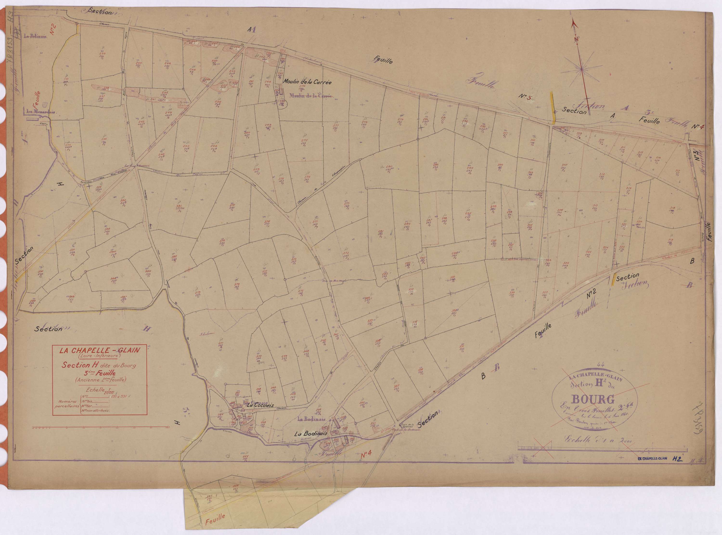 La Chapelle-Glain - Section H3 Bourg (section du) ; 233-391