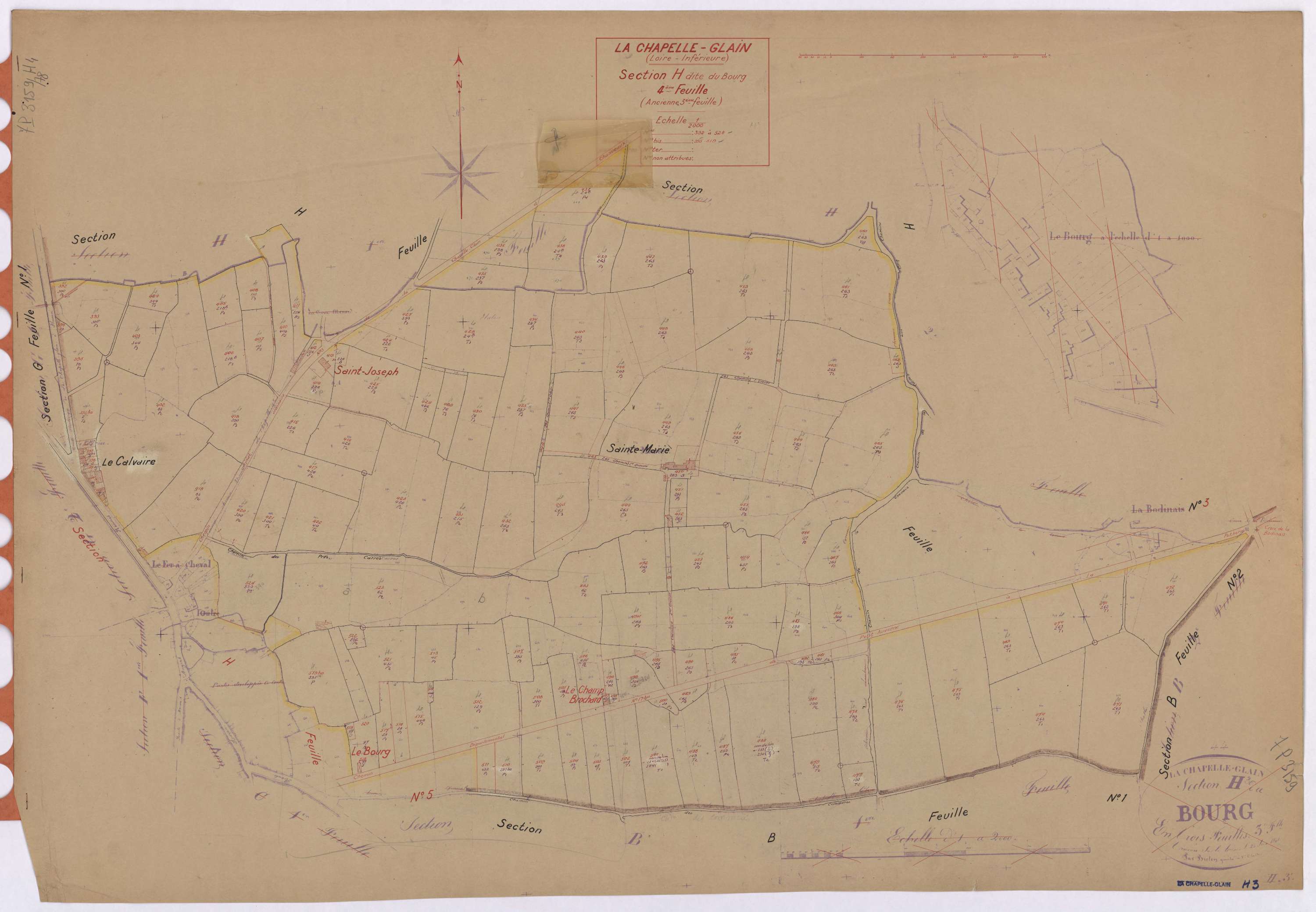 La Chapelle-Glain - Section H4 Bourg (section du) ; 392-524
