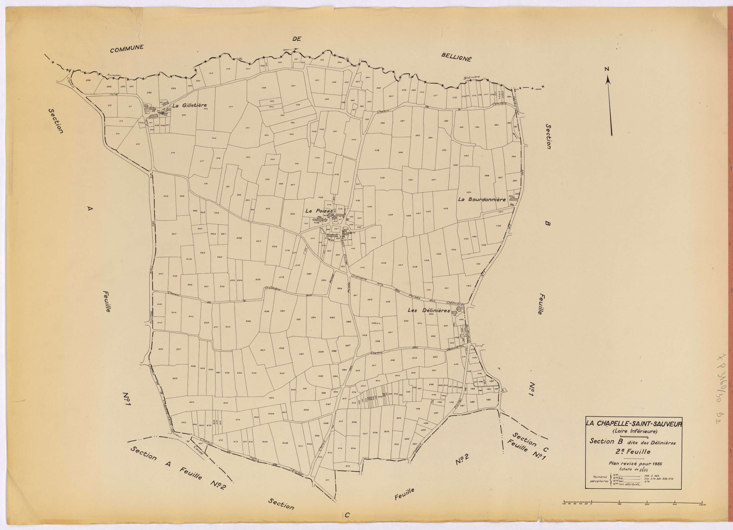 La Chapelle-Saint-Sauveur - Section B2 Délinières (section des) ; 288-669