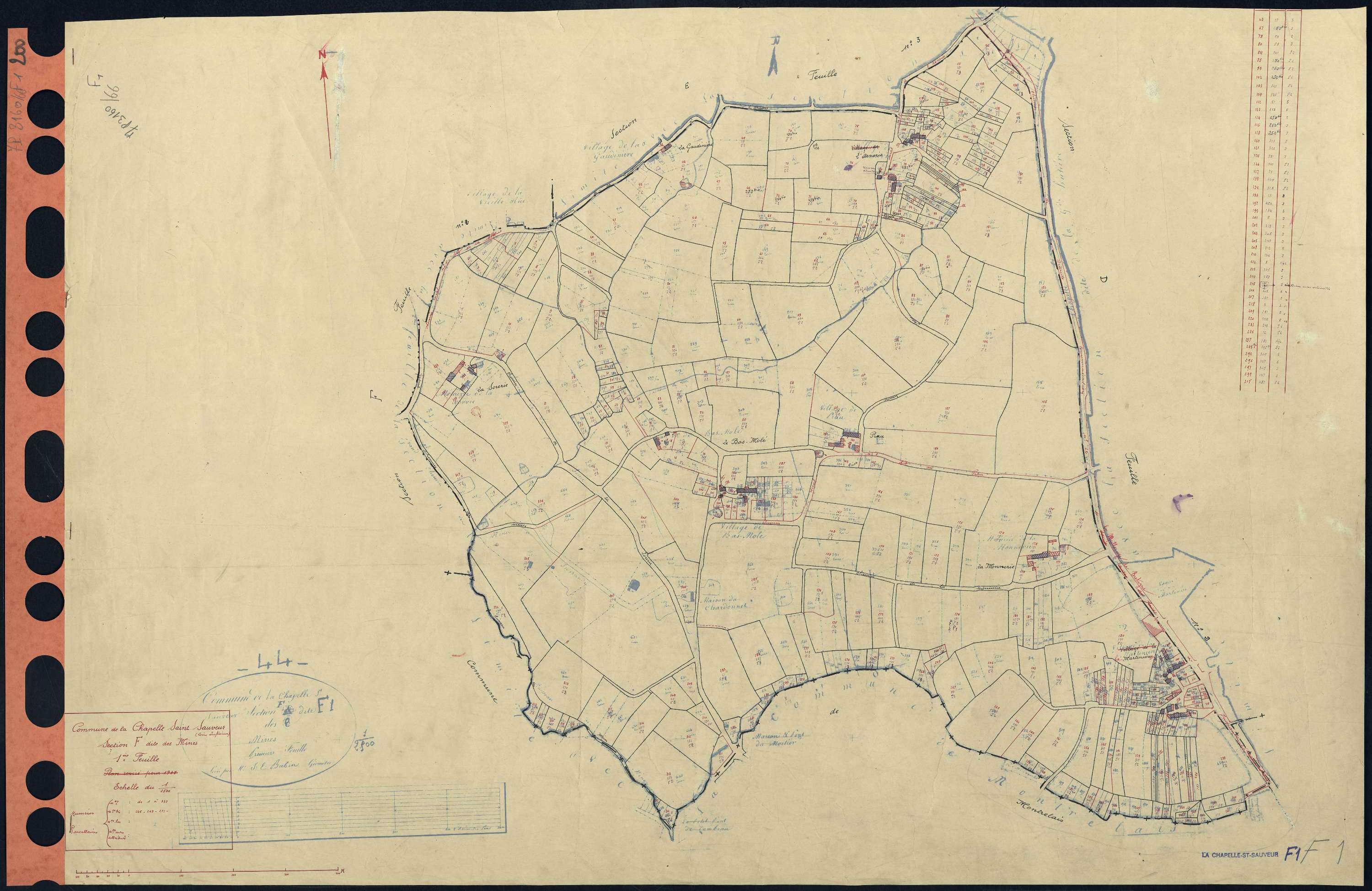 La Chapelle-Saint-Sauveur - Section F1 Mines (section des) . 1-333