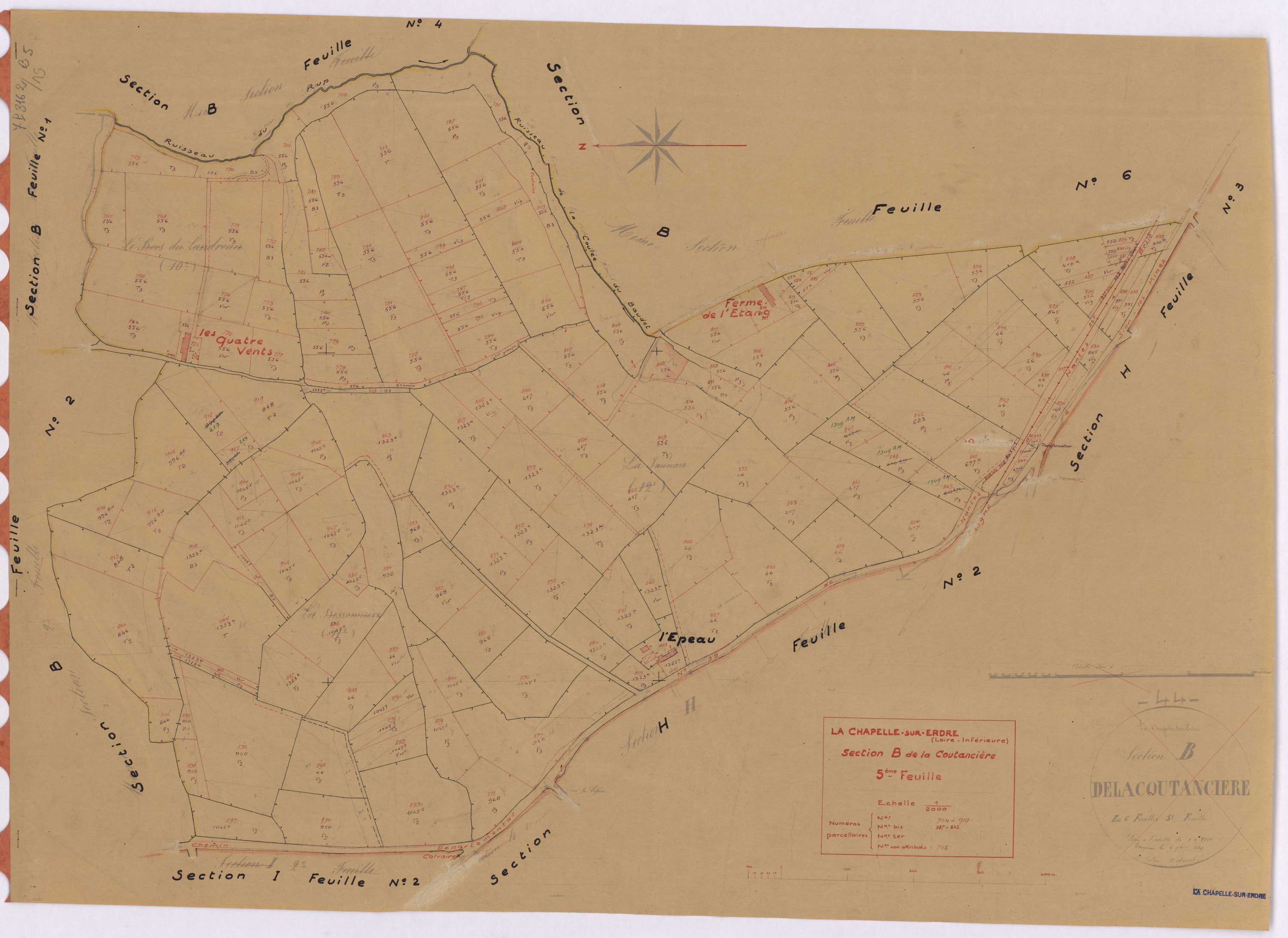 La Chapelle-sur-Erdre - Section B5 Coutancière (section de La) ; 764-919