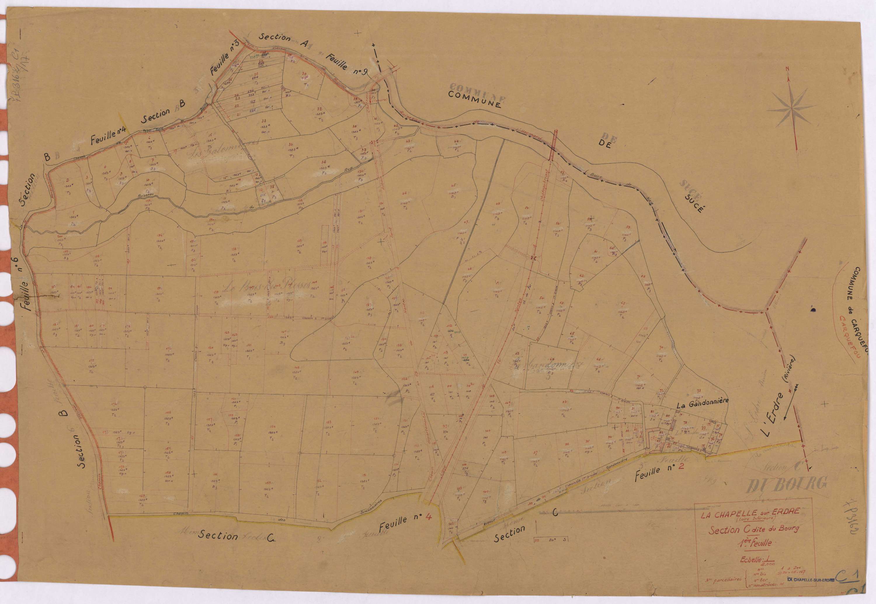 La Chapelle-sur-Erdre - Section C1 Bourg (section du) ; 1-200