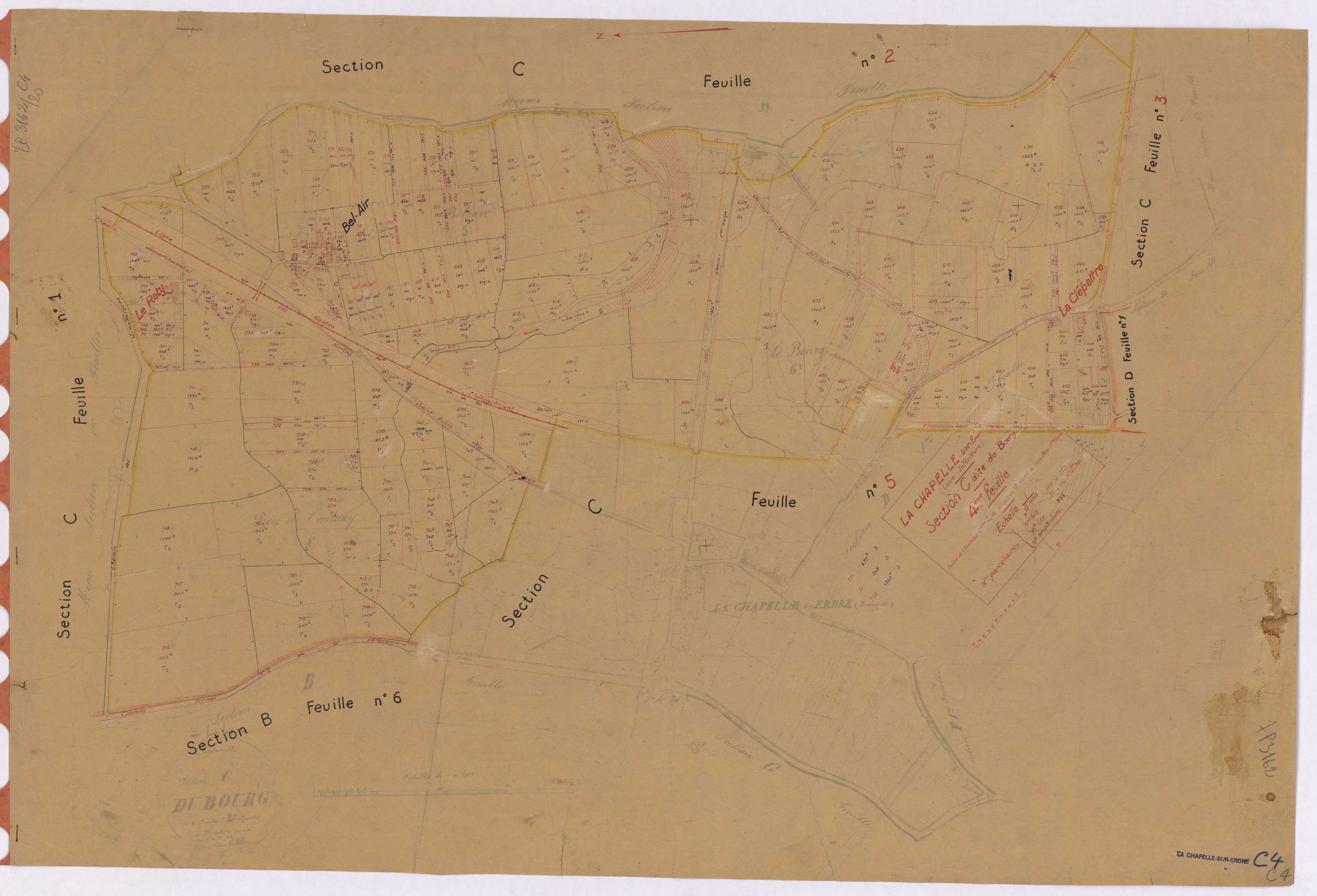 La Chapelle-sur-Erdre - Section C4 Bourg (section du) ; 548-752