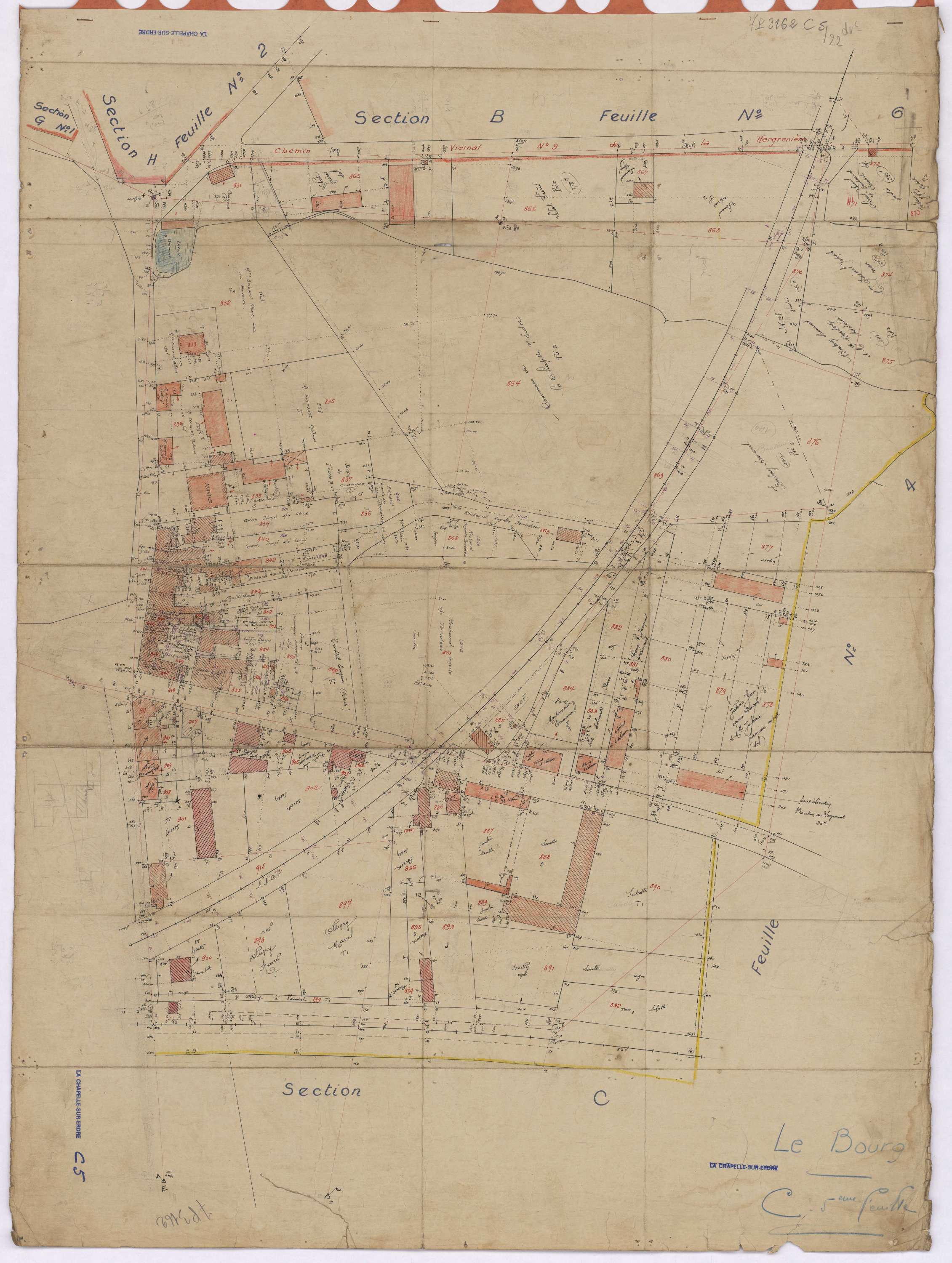 La Chapelle-sur-Erdre - Section C5 (développement) Bourg (section du) ; 753-1040 ; développement de la partie Nord