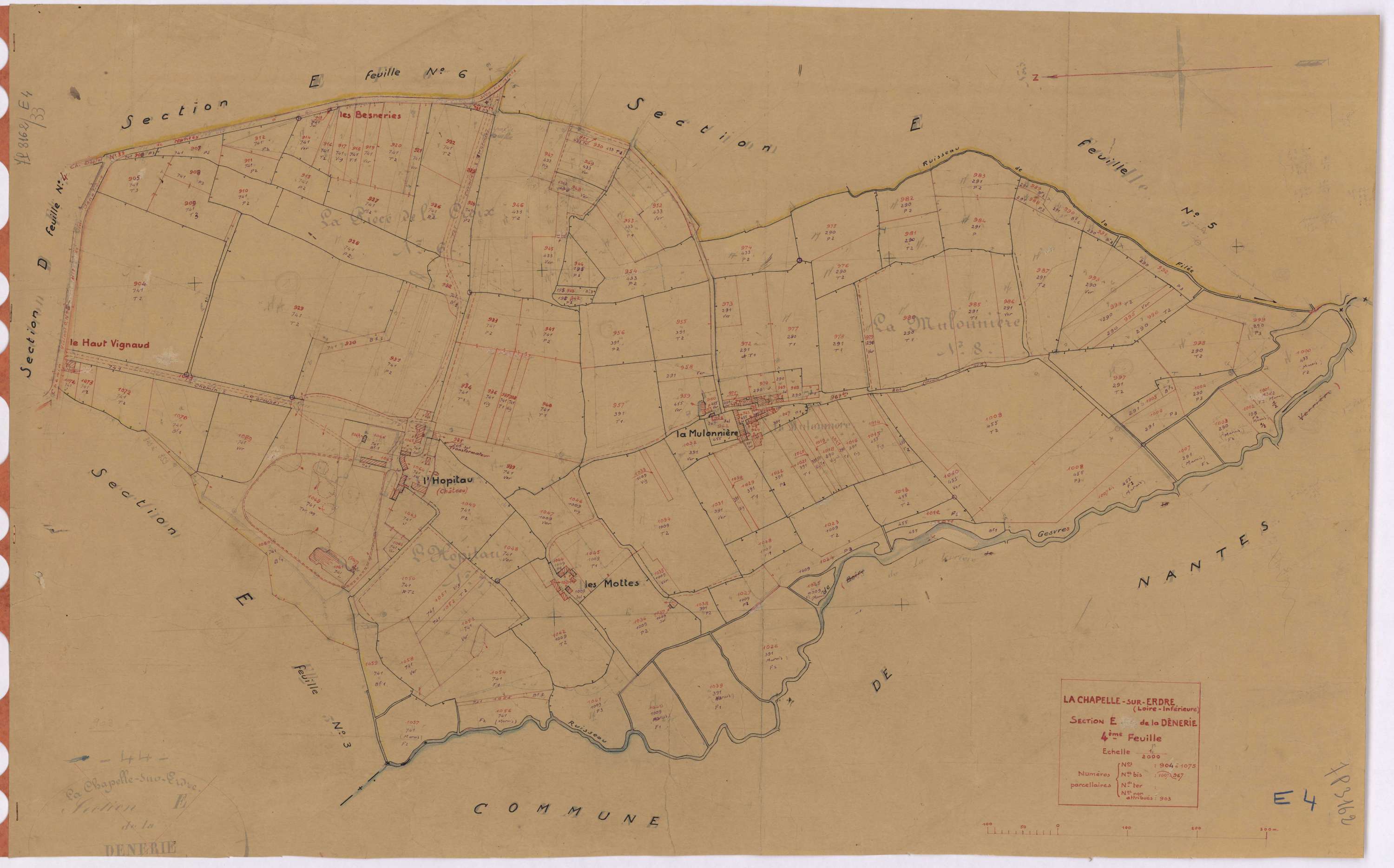 La Chapelle-sur-Erdre - Section E4 Dênerie (section de La) ; 904-1075